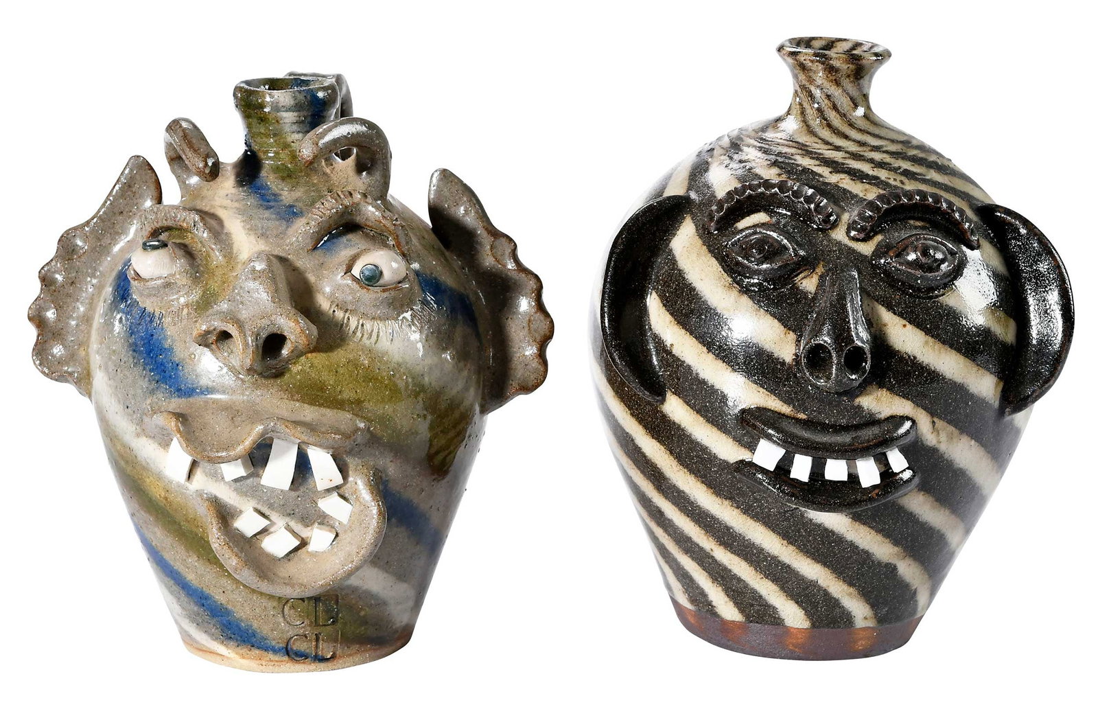 Two Charles Lisk and A.V. Smith North Carolina Folk Pottery Face Vessels (1 of 11)