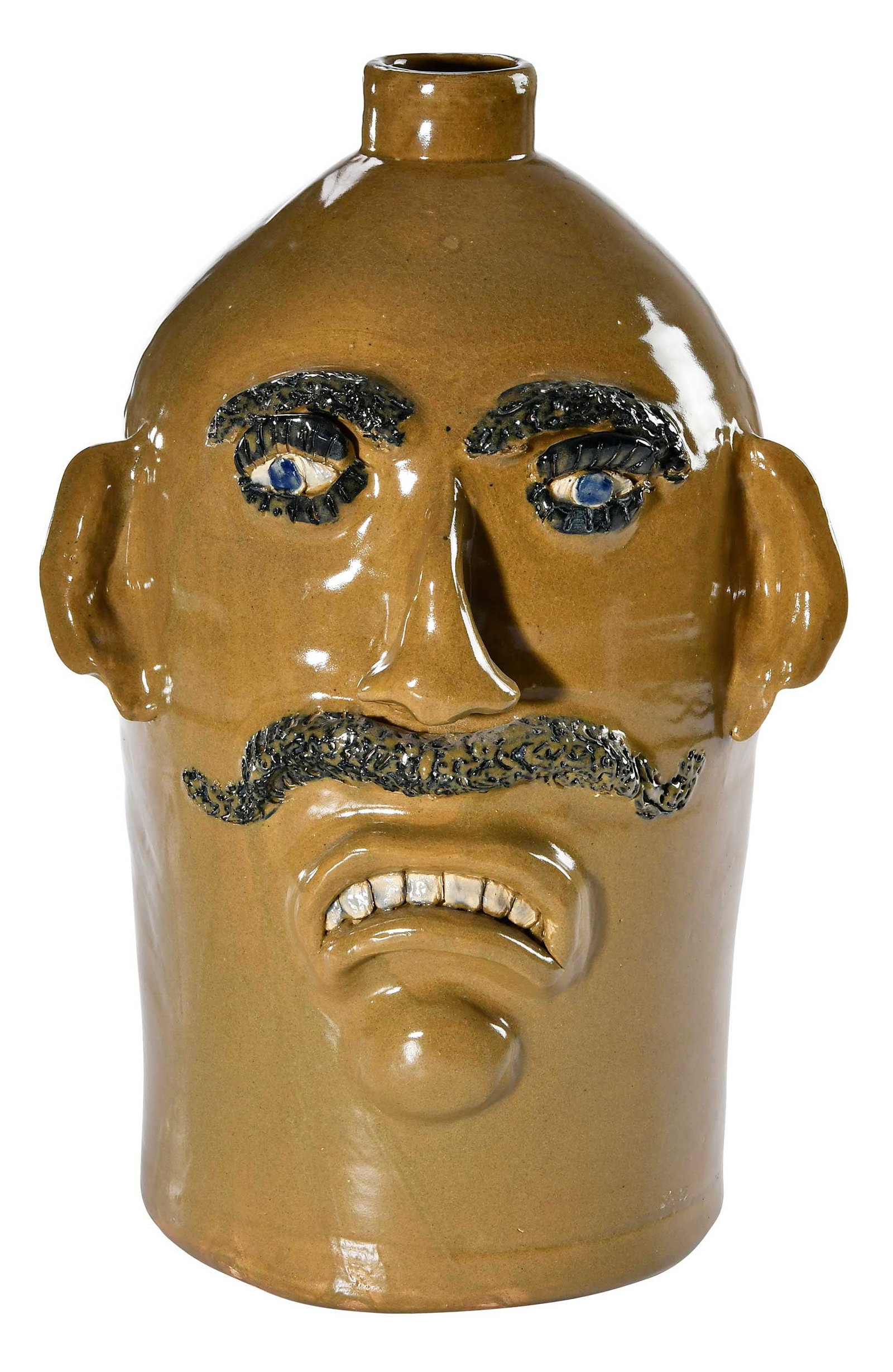 Large Jerry Brown Alabama Folk Pottery Face Jug (1 of 8)