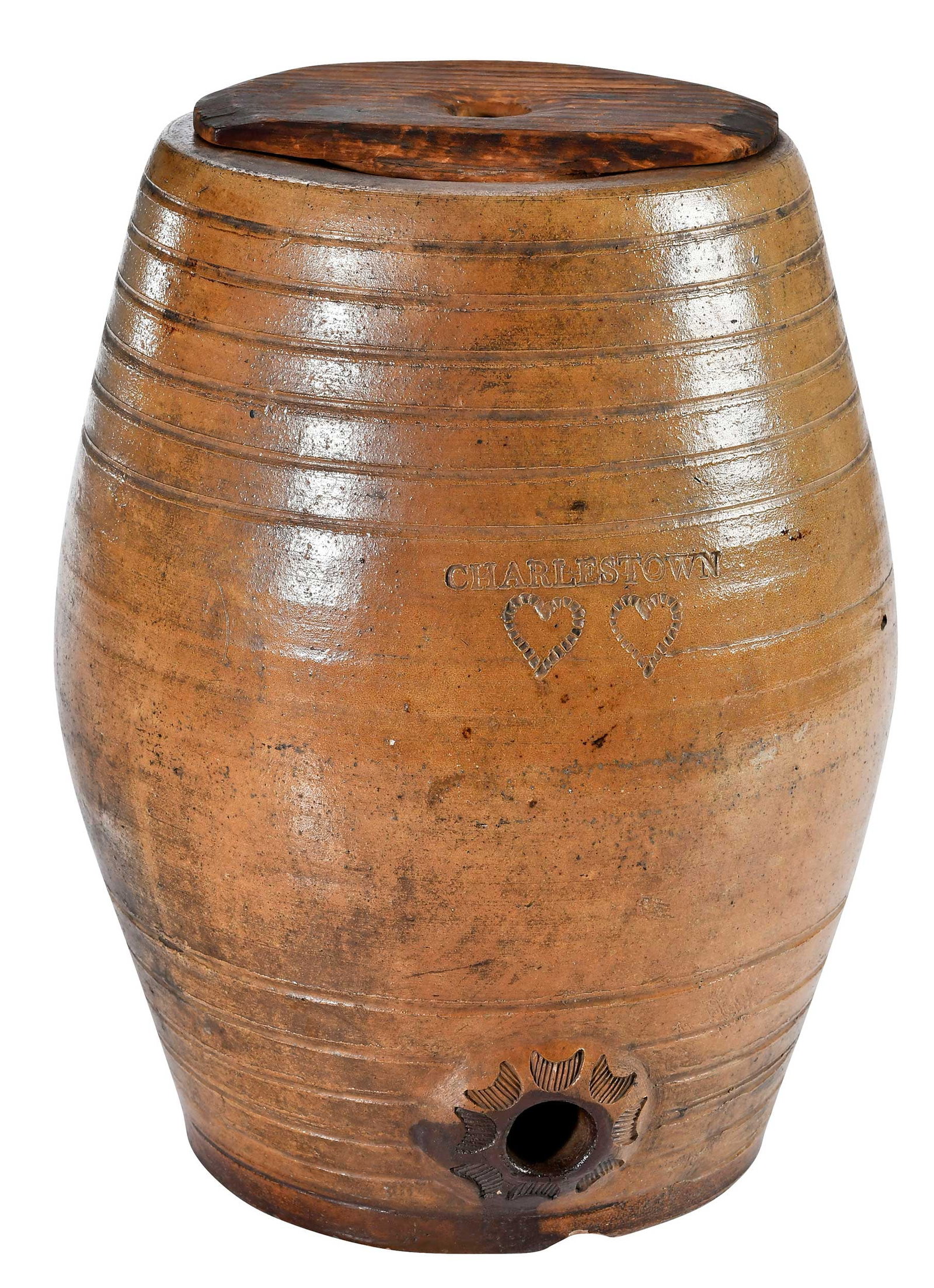 Scarce Fredrick Carpenter Attributed "Charlestown" Massachusetts Salt Glaze Water Cooler (1 of 14)