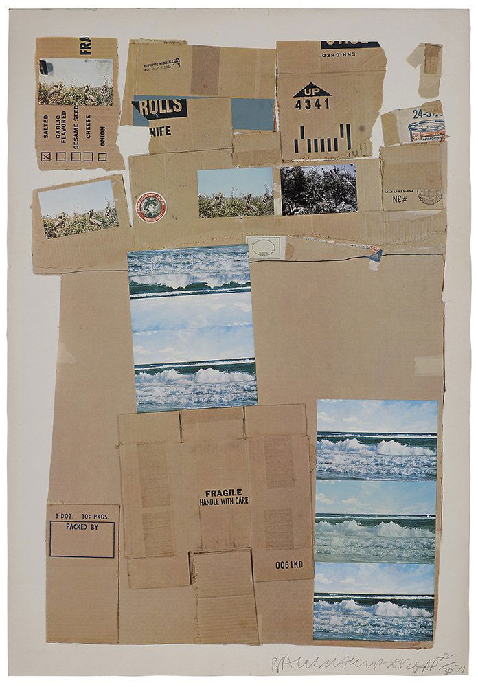 Robert Rauschenberg: (Captiva, Florida/ Texas, 1925-2008) General Delivery, 1971, AP 22/30, signed lower right "Rauschenberg", offset lithograph with two post cards in collage, 48-7/8 x 34 in.; unframed, light toning and
