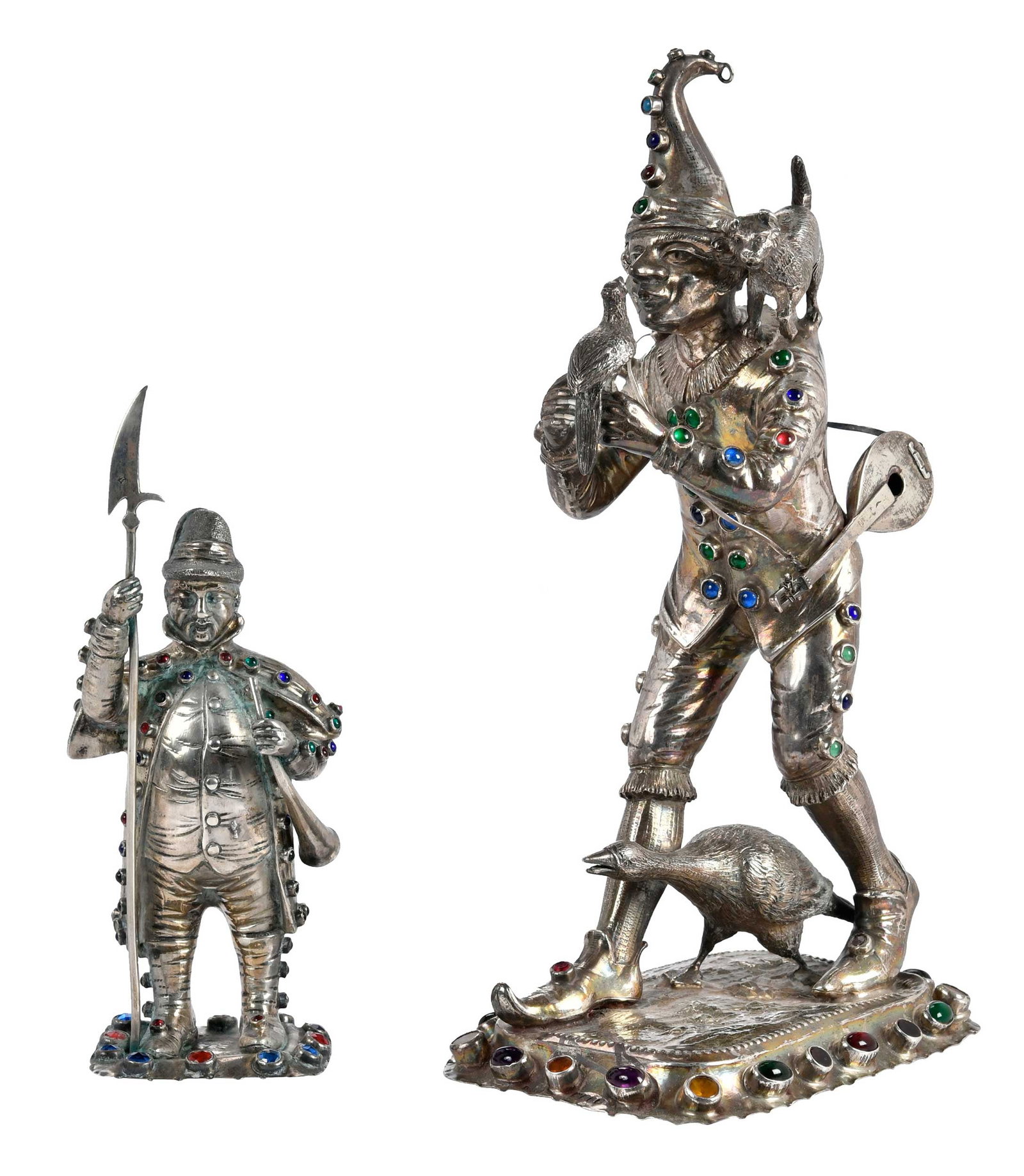Two Continental Silver and Encrusted Figures (1 of 8)