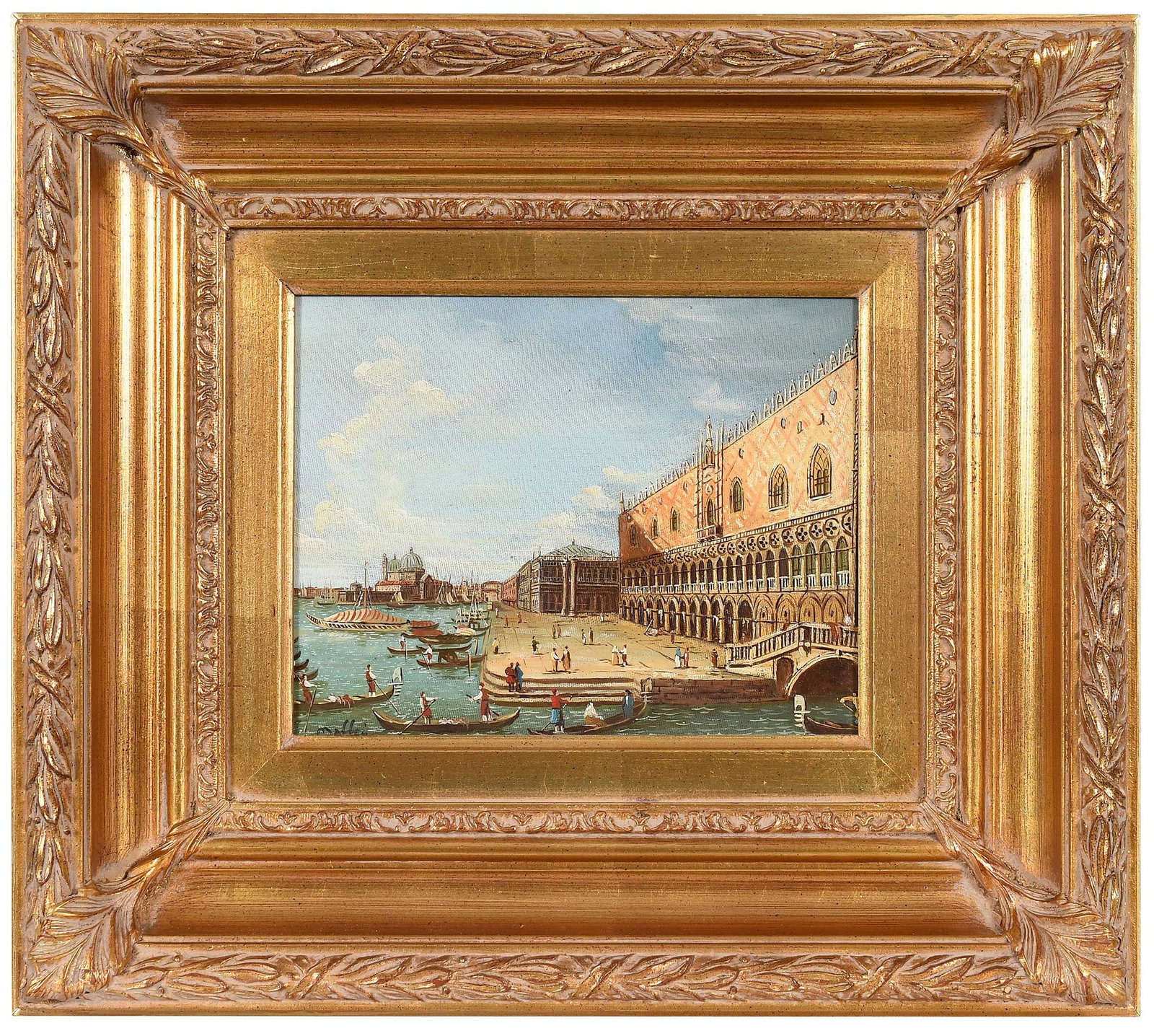 Decorative Painting, View of Venice: (20th/21st century) Doge's Palace, inscribed lower left "Maffei", oil on canvas, 8 x 10 in.; gilt wood and composition frame, 16-3/8 x 18-3/8 x 2-1/2 in. Provenance: Private Charlotte Collection