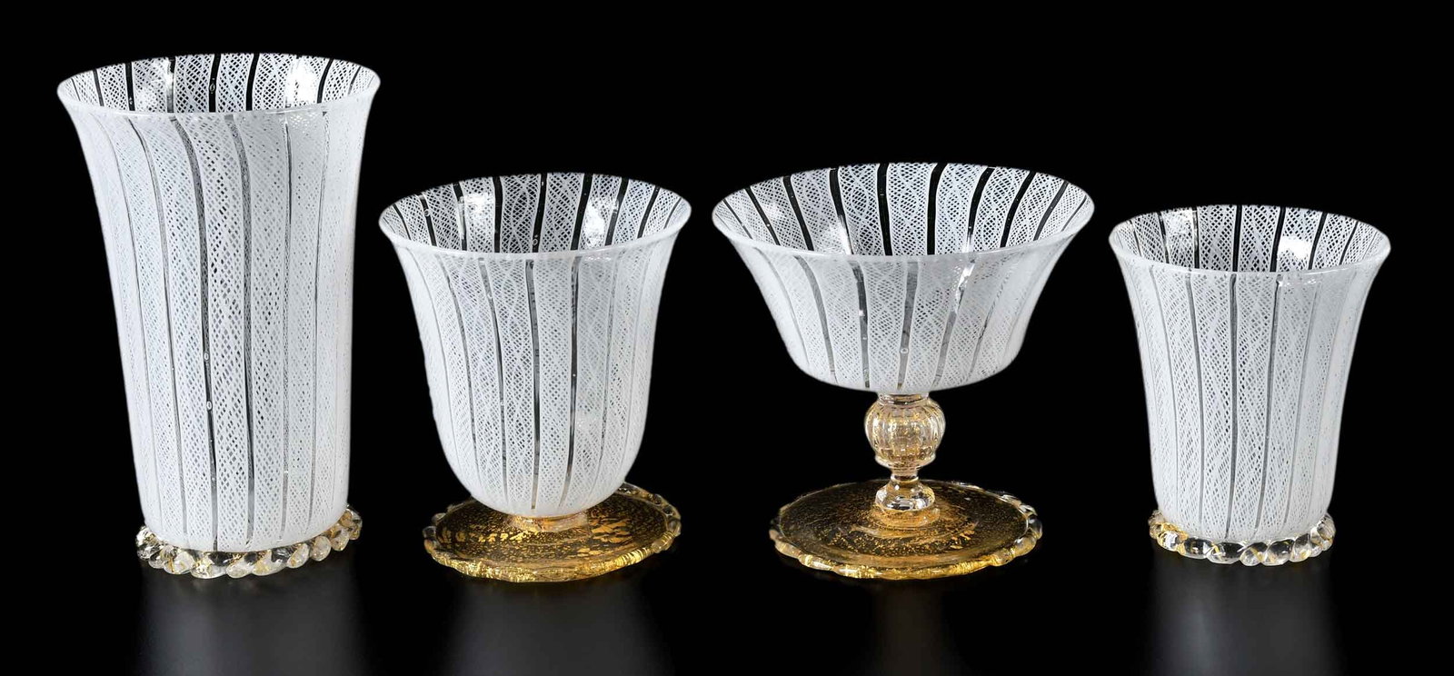 48 Pieces of Venetian White Latticino Drinkware (1 of 5)