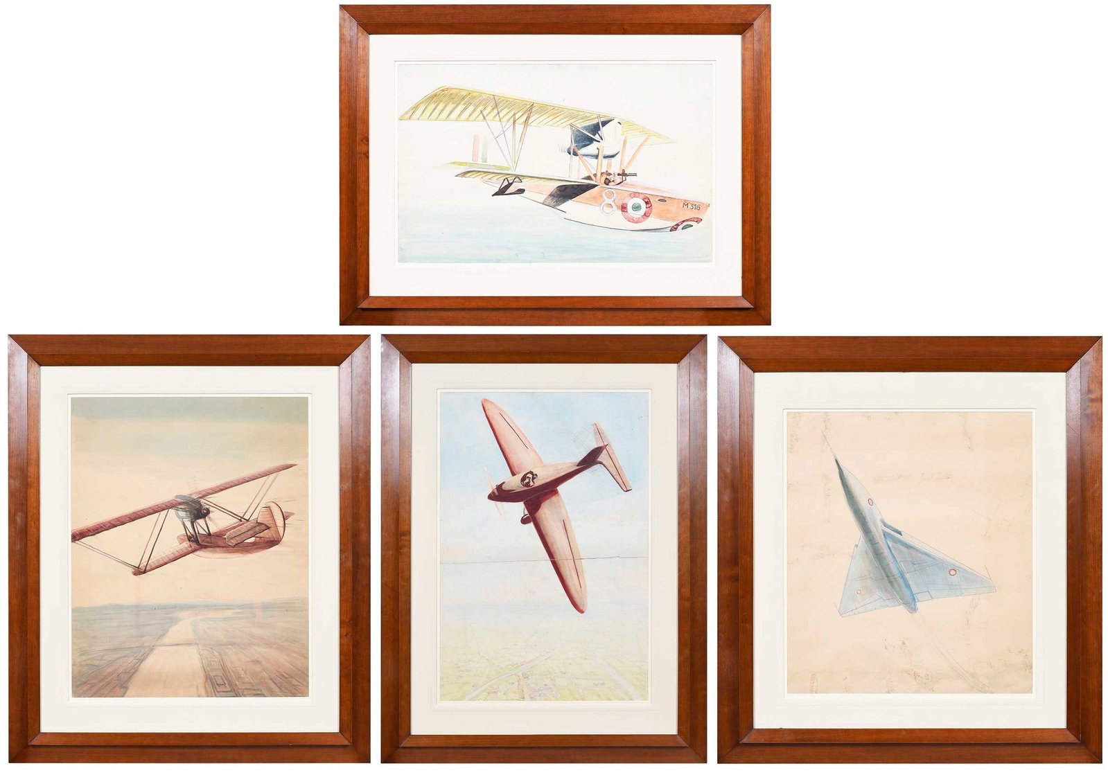 Riccardo Caviglioli, Four Large Aviation Watercolors (1 of 15)