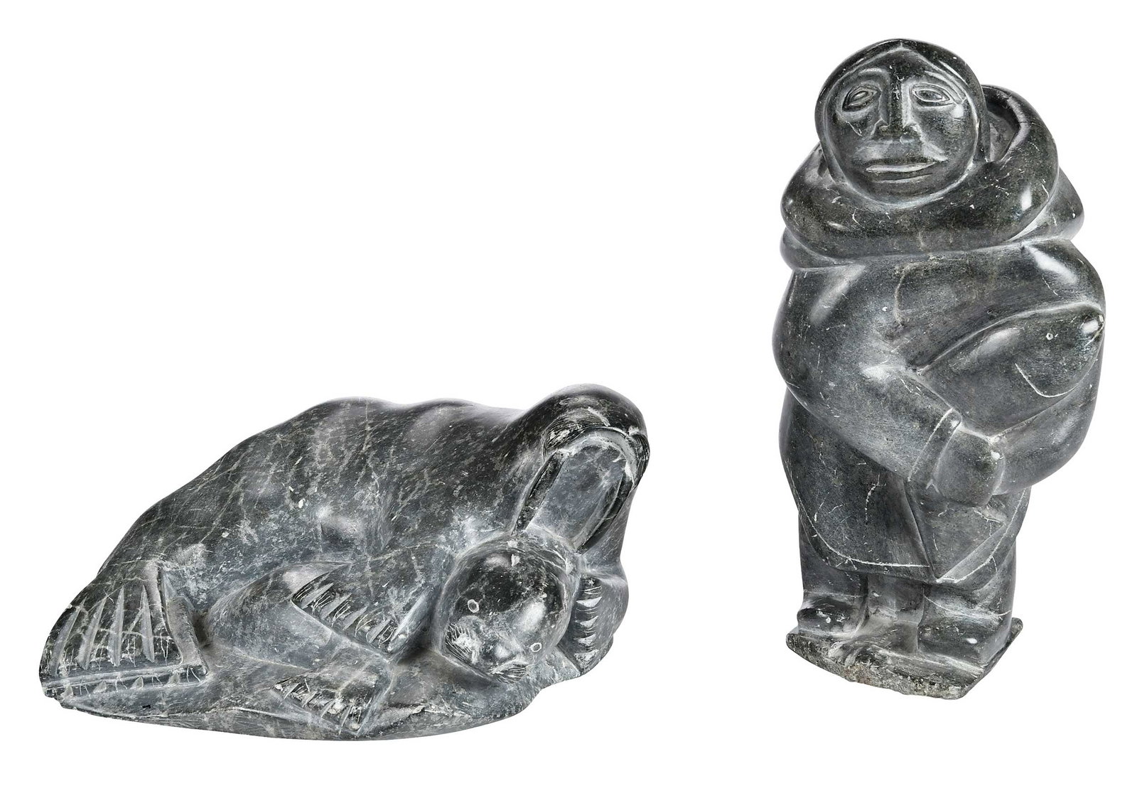 Two Canadian Inuit Carved Soapstone Figures (1 of 10)