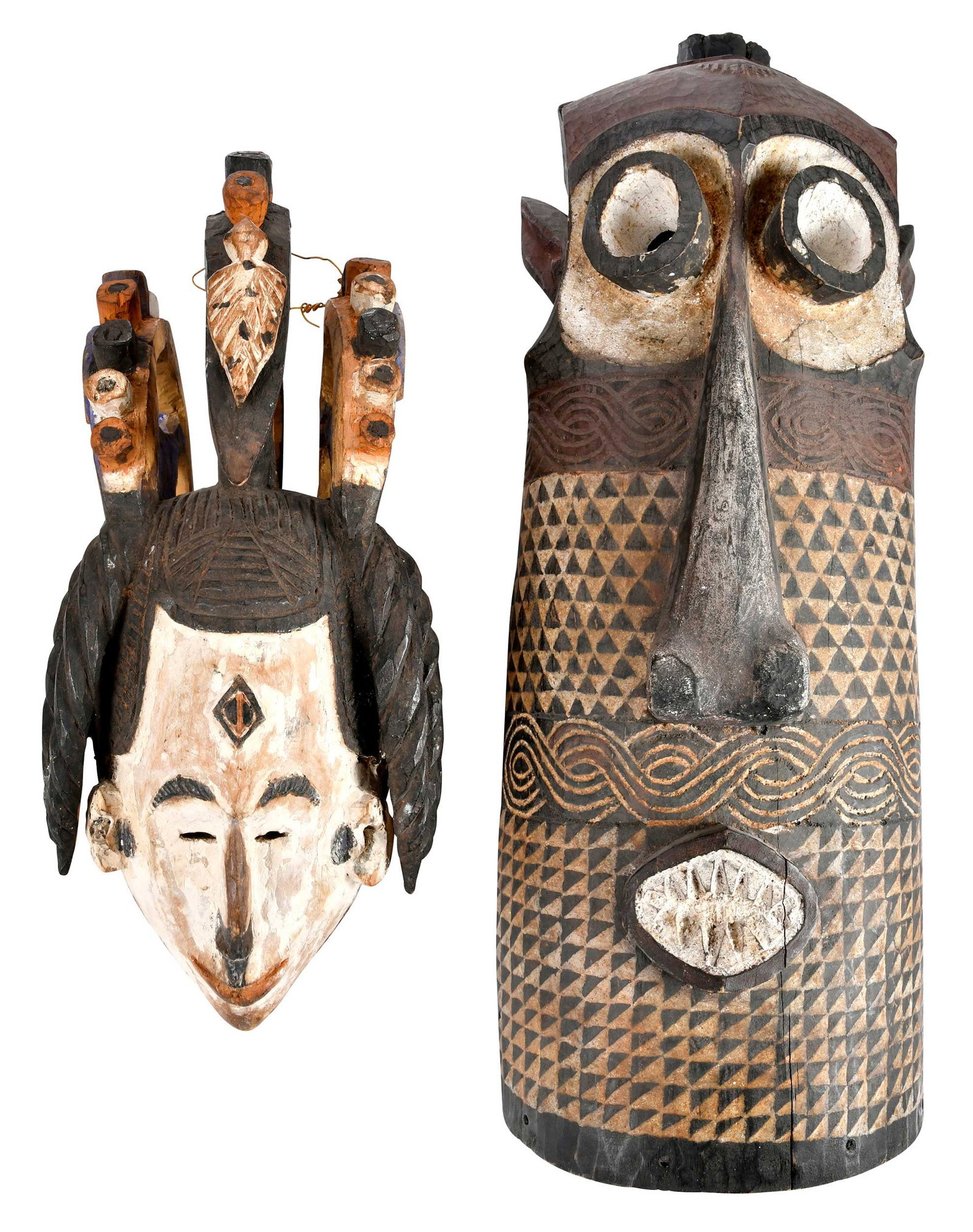 Two African Carved and Polychrome Painted Ceremonial Masks (1 of 6)