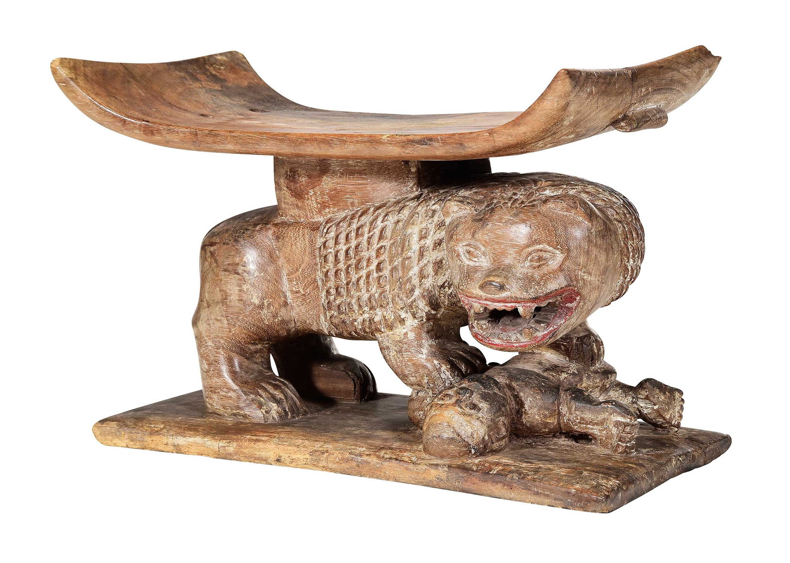 Ashanti or Style Carved Wood Lion Form Stool (1 of 7)