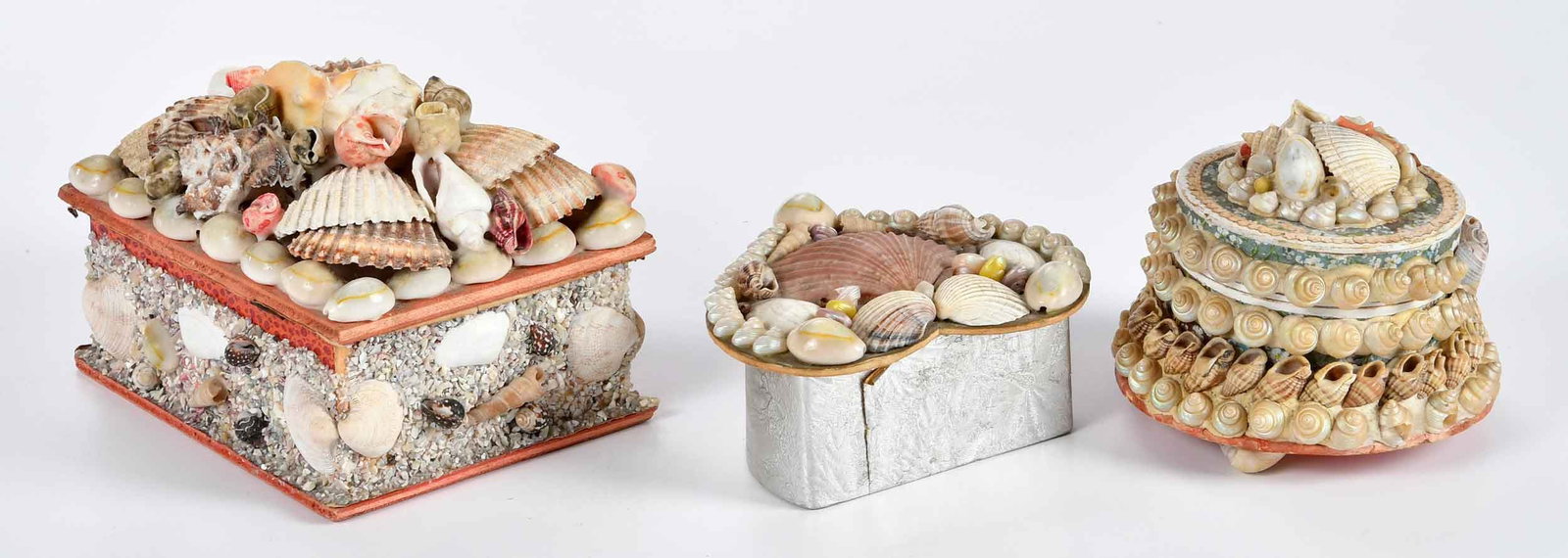 Three Small Shellwork Sailor Boxes - 2