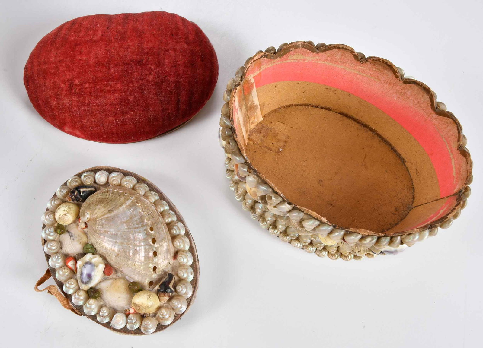 Two Small Shellwork Sailor Boxes and Wall Pocket - 5