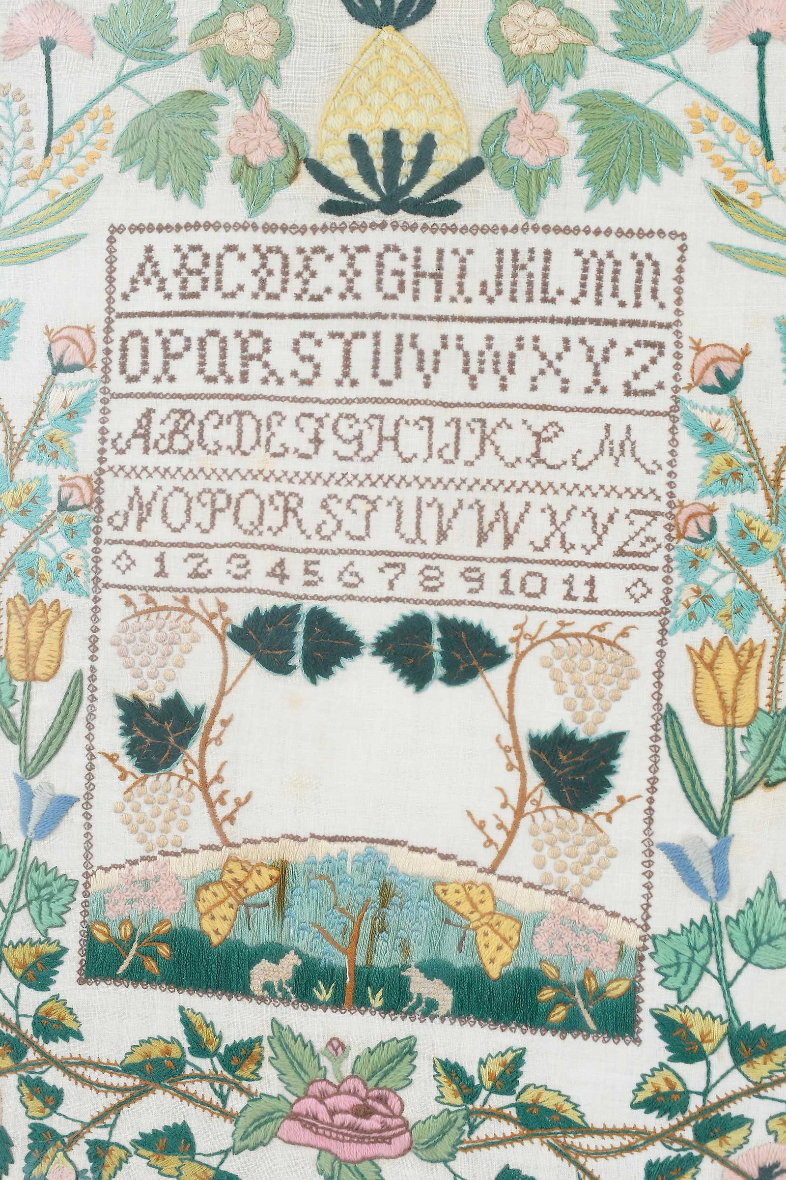 Needlework Sampler with Pineapple Motif - 2