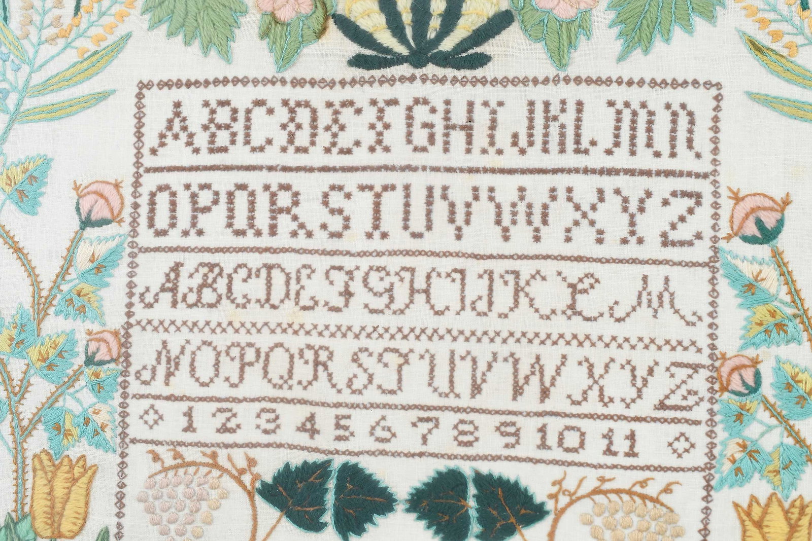 Needlework Sampler with Pineapple Motif - 5