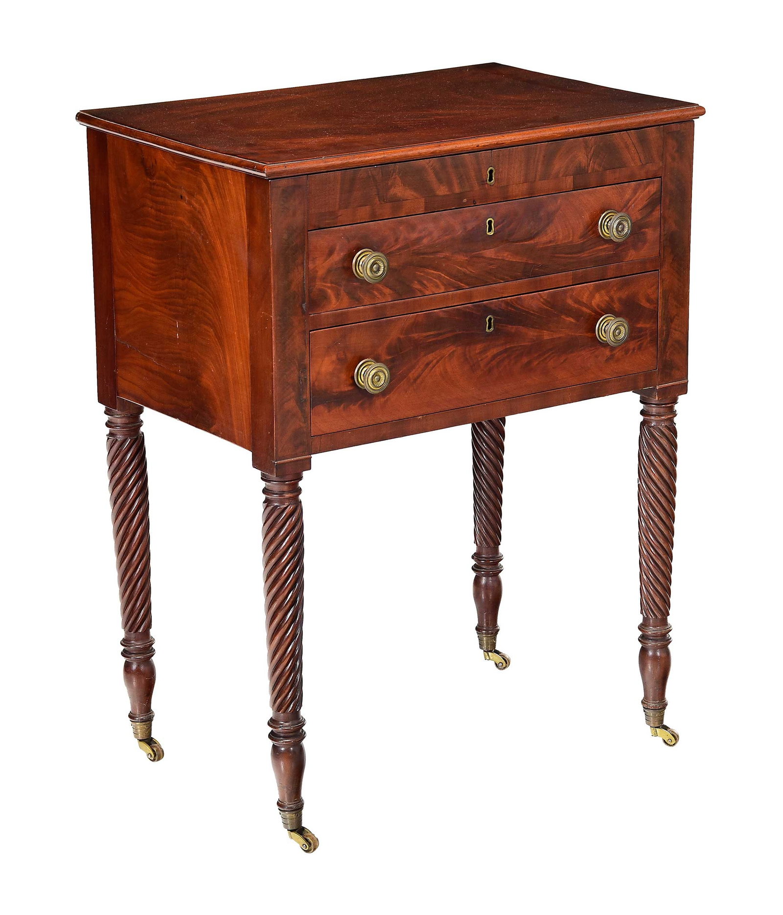 American Federal Figured Mahogany Fitted Two Drawer Work Table (1 of 9)