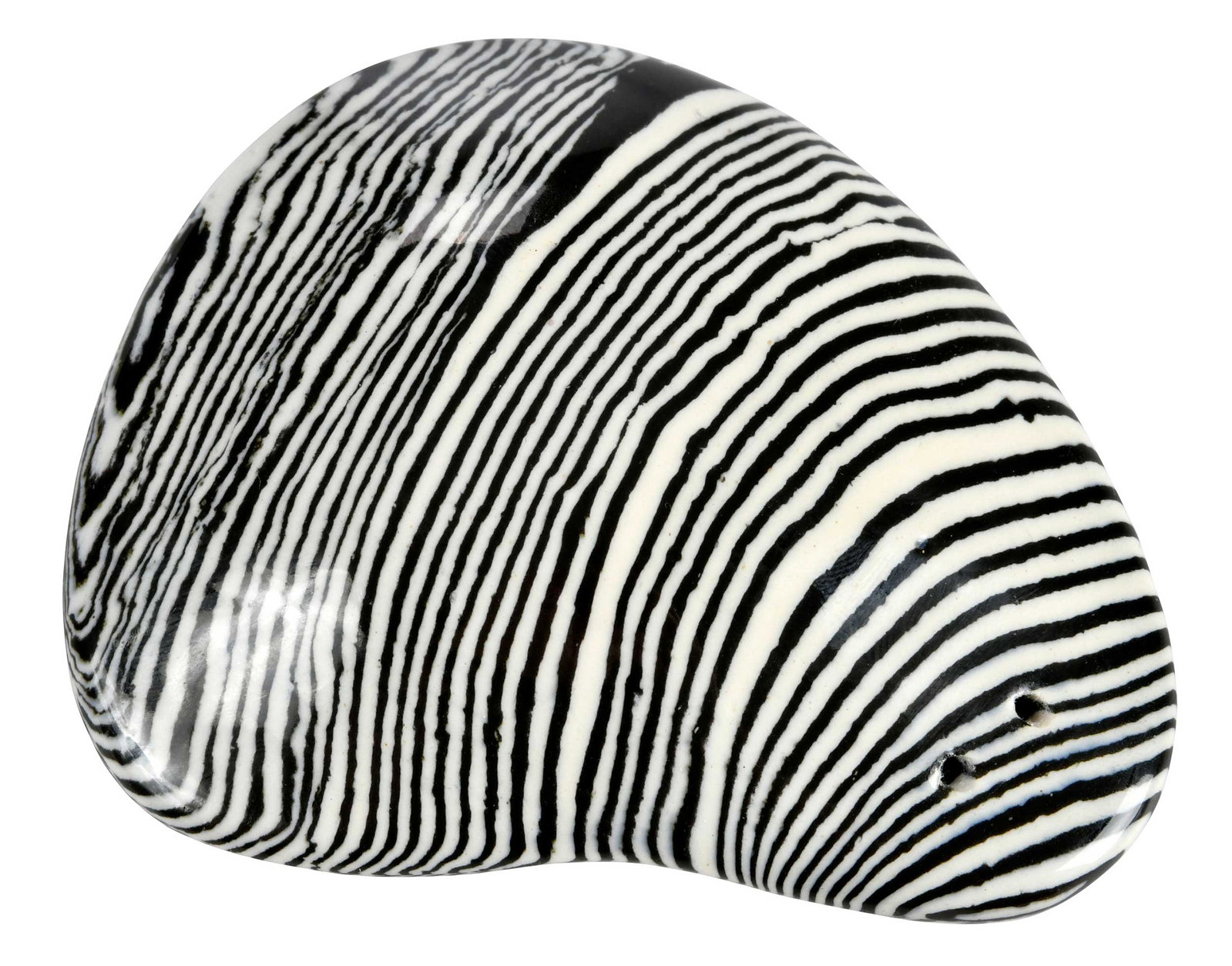 Ceramic Black and White Nerikomi Style Salt Shaker: 1-1/8 x 3-1/2 x 3 in. Provenance: Private Collection, New York