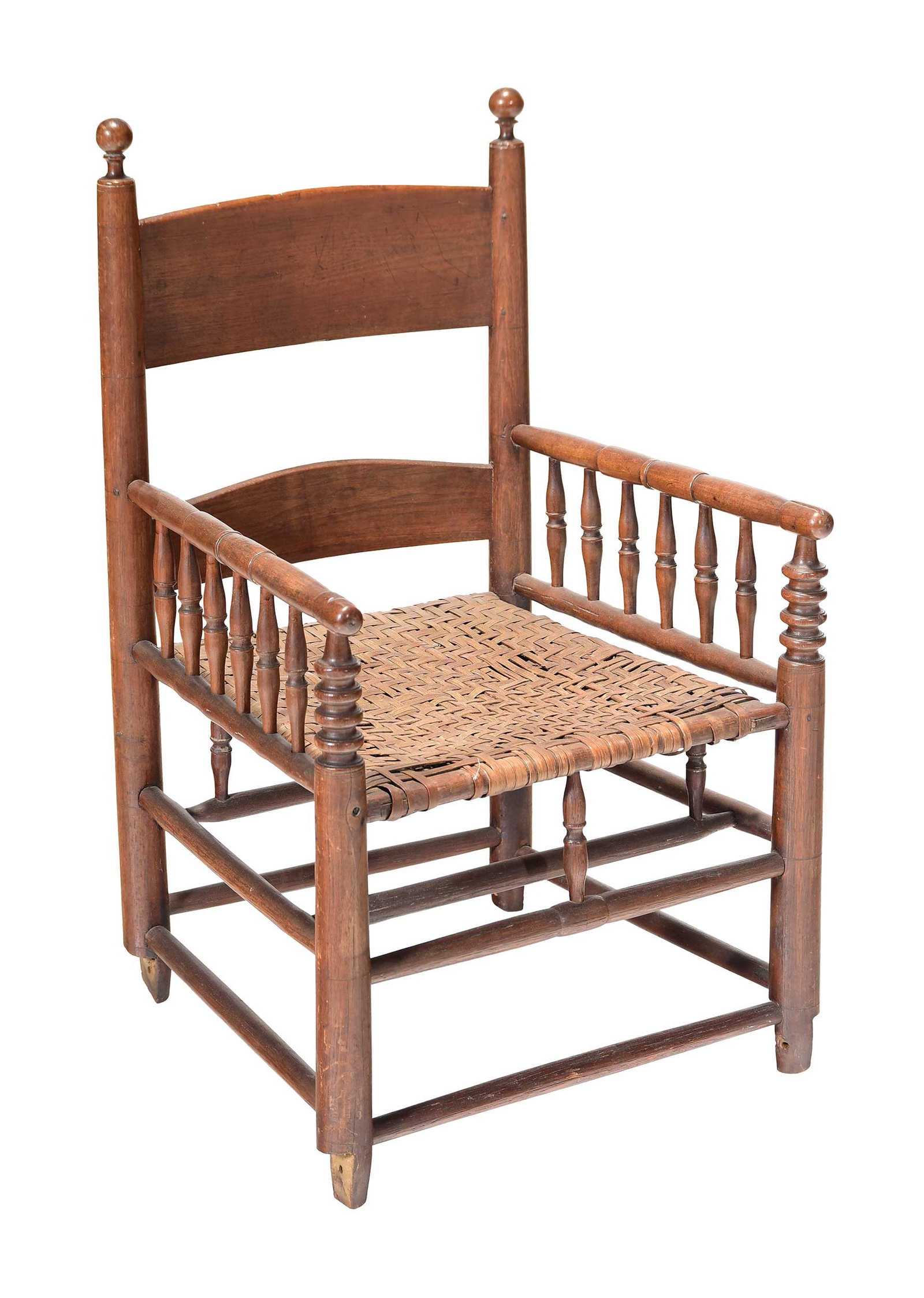 Unusual Early Virginia Attributed Turned Walnut Ladder Back Split Seat Chair (1 of 7)