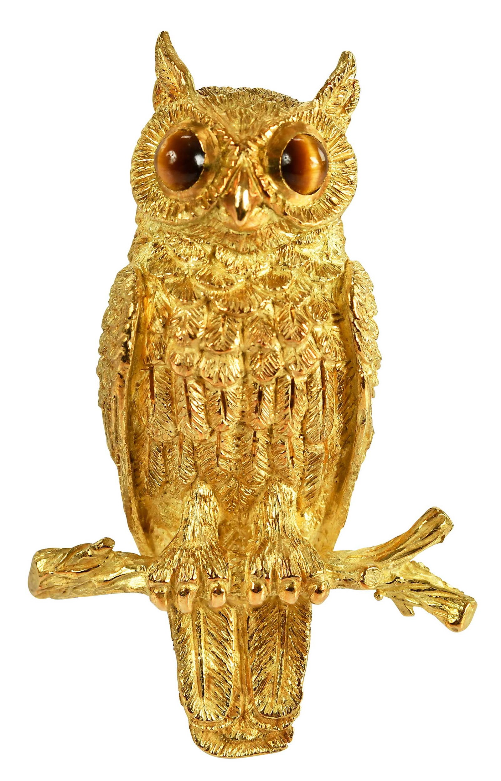 18kt. Tiffany & Co. Owl Fur Brooch with Tiger's Eye (1 of 7)