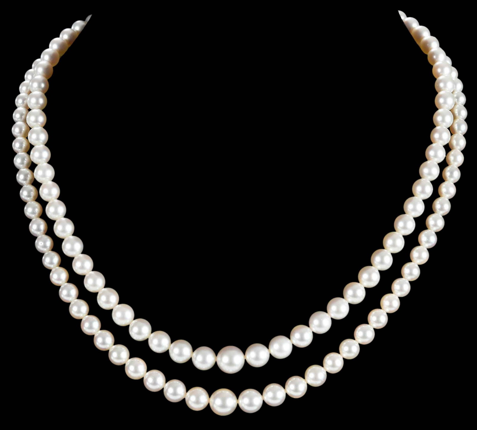 14kt. Two Single Strands of Pearls with Diamond Clap (1 of 7)
