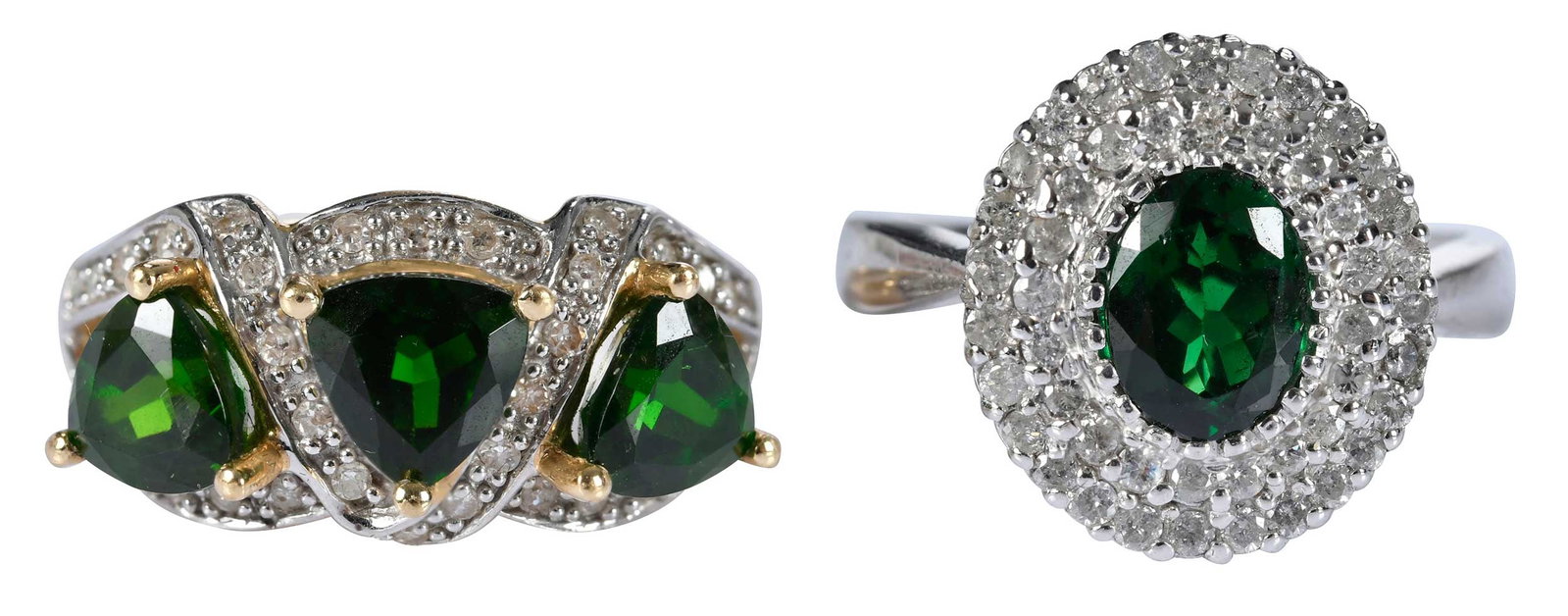 14kt. Two Dark Green Tourmaline and Diamond Fashion Rings (1 of 6)