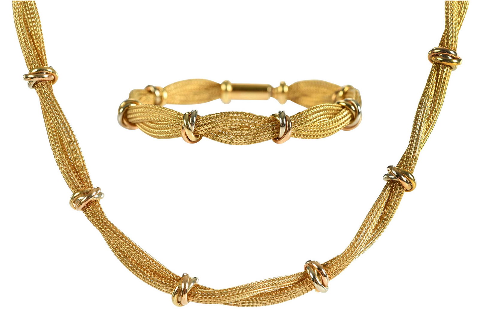 18kt. Twisted Mesh Design Necklace and Bracelet Set (1 of 8)
