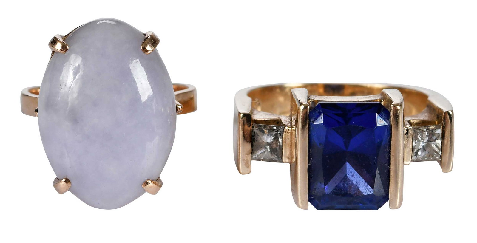 14kt. Two Fashion Rings, Tanzanite and Lavender Jade (1 of 8)