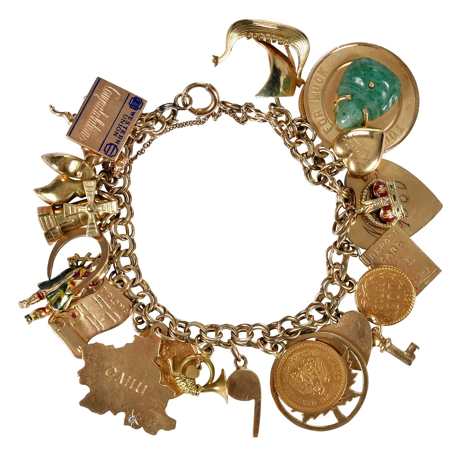 14kt. Charm Bracelet with Multiple Charms Test 10kt., 14kt, and 18kt. (1 of 7)