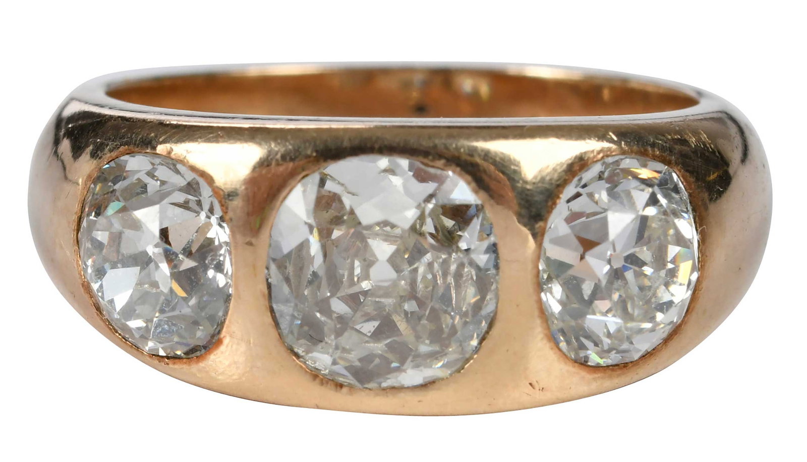 14kt. Three Stone Diamond Bezel Ring (1 of 6)