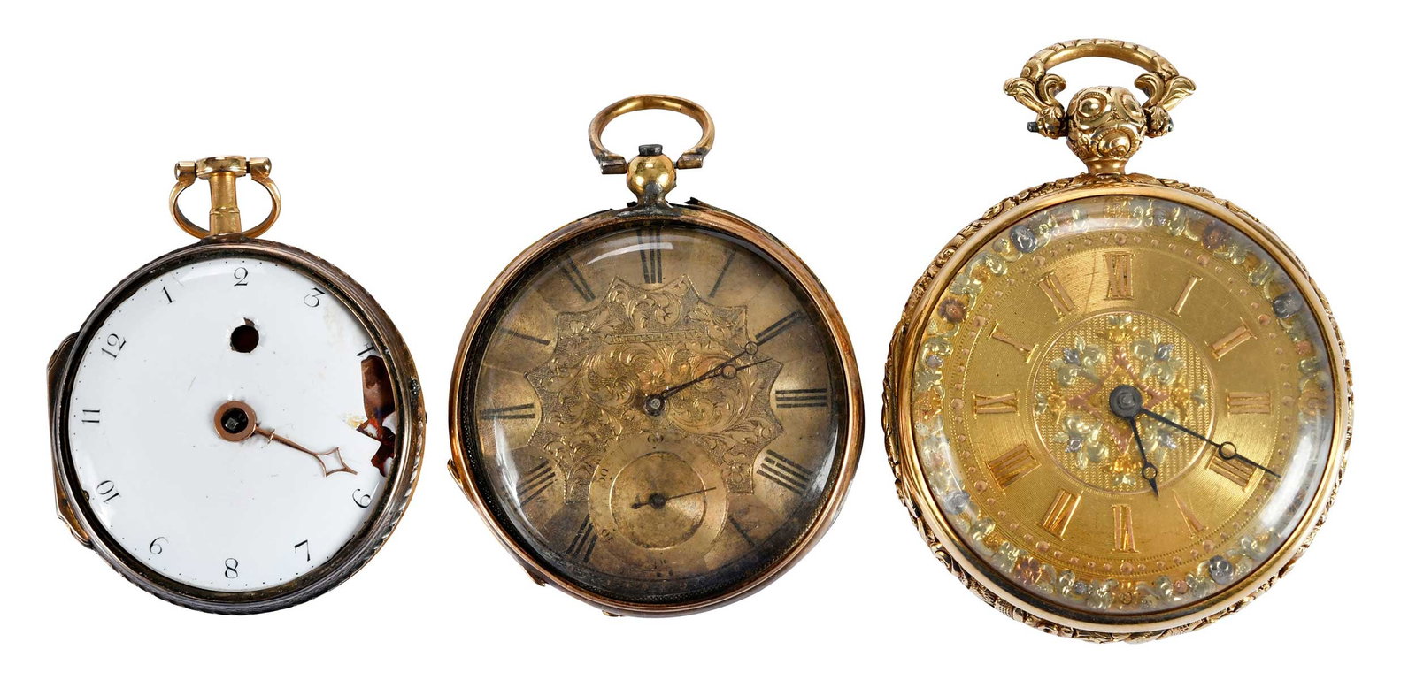 Three Gold Ornate Pocket Watches (1 of 13)