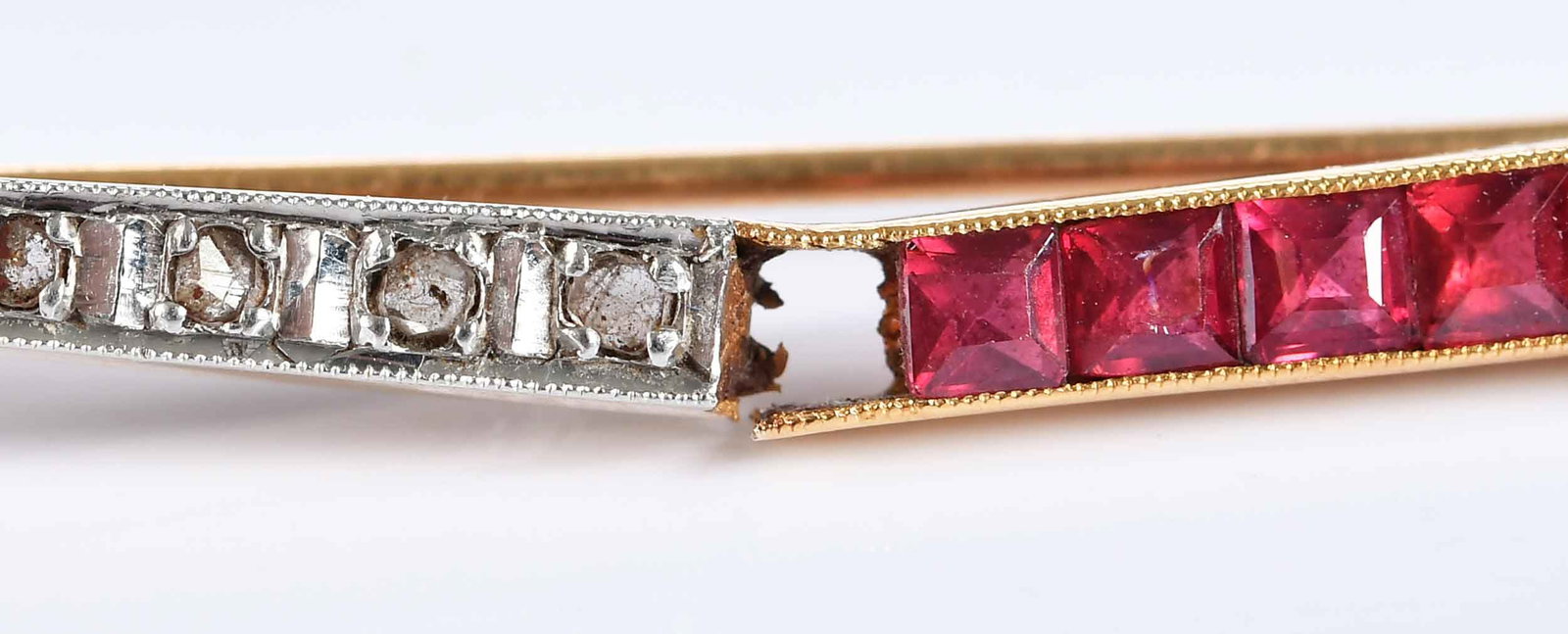 18kt. Ruby Diamond Bar Brooch - 2