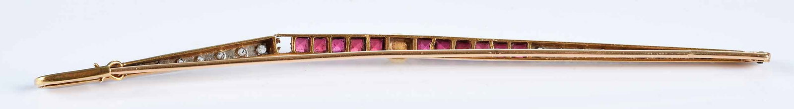 18kt. Ruby Diamond Bar Brooch - 3