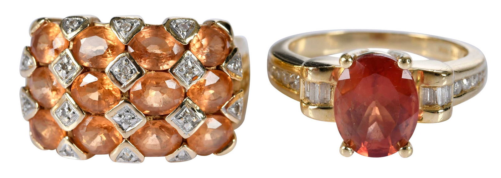 14kt. Two Diamond Fashion Rings, Topaz and Sunstone (1 of 8)