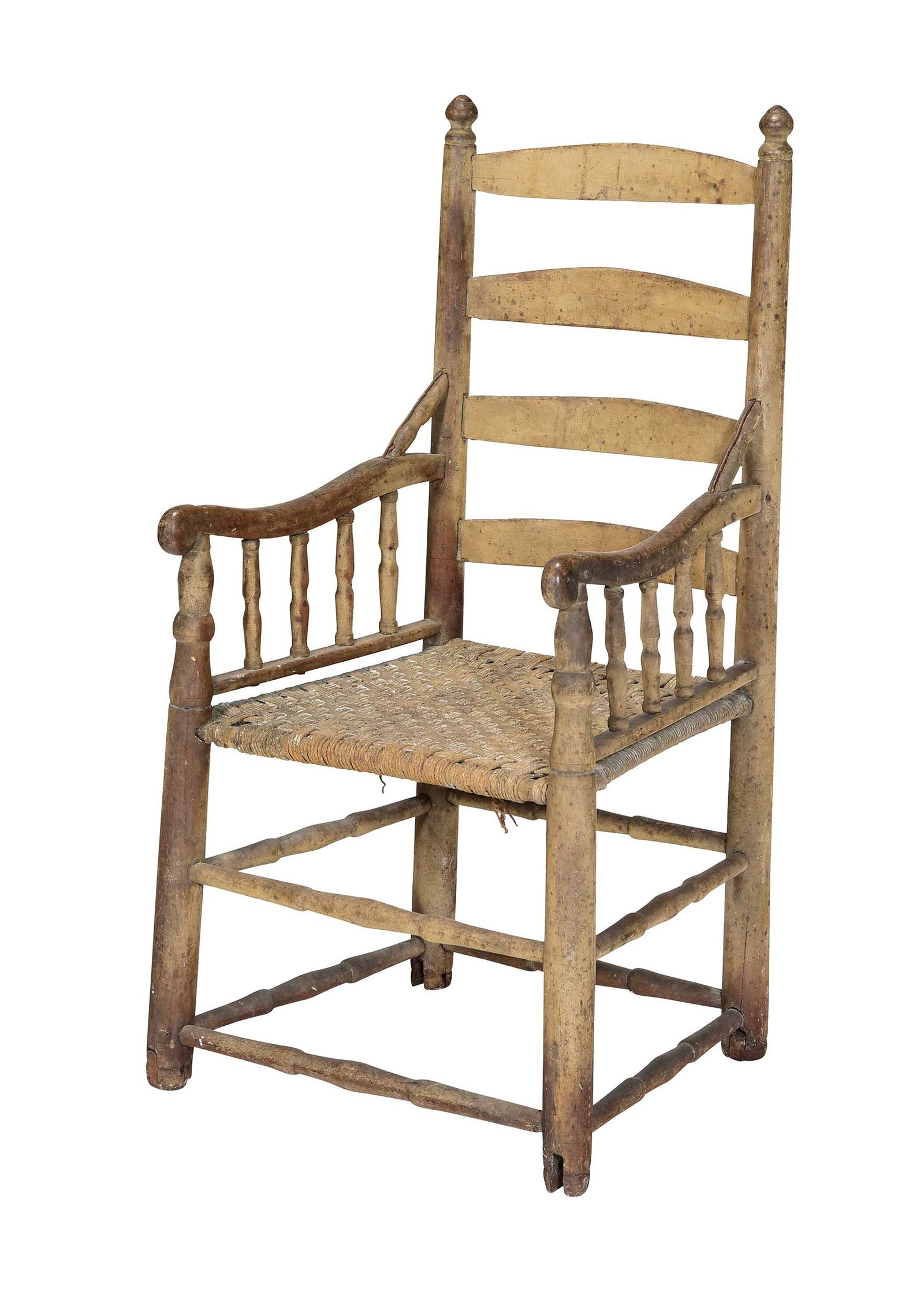 Rare Early Southside Virginia Paint Decorated Slat Back Armchair (1 of 8)