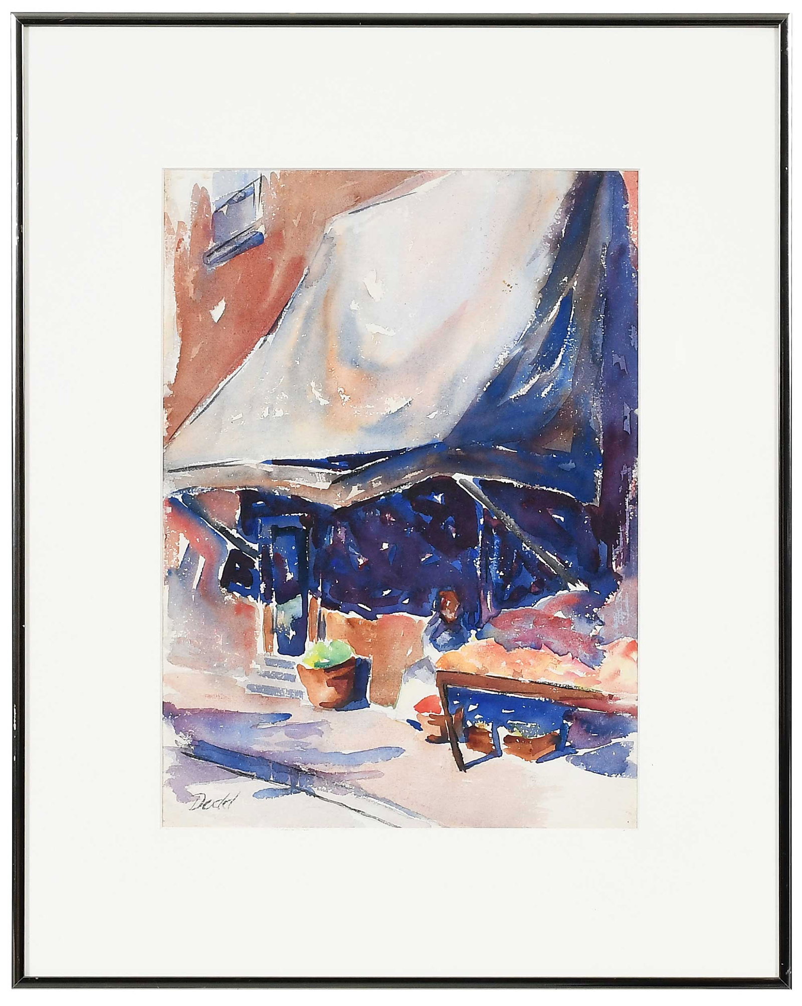 Lamar Dodd: (American/Georgia, 1909-1996) Market Scene, signed lower left "Dodd", watercolor on watercolor paper, sight, 13-3/8 x 9-5/8 in.; modern frame, 20 x 16 x 7/8 in. Provenance: Property from a Private Col