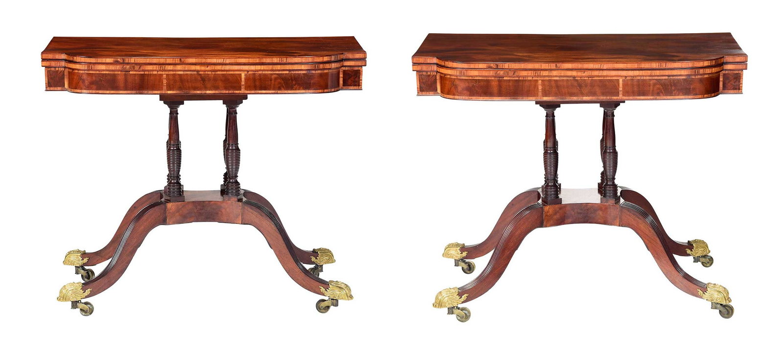 Thomas Seymour Attributed Pair Federal Mahogany Card Tables (1 of 20)