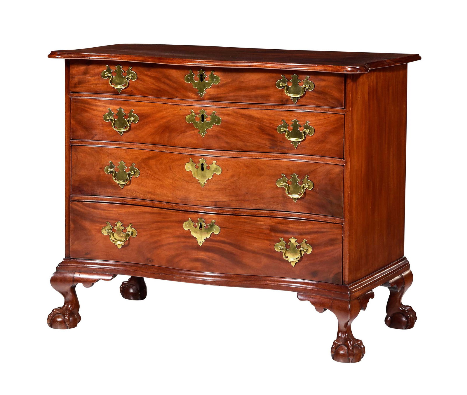 Fine New England Chippendale Figured Mahogany Serpentine Chest of Drawers (1 of 17)