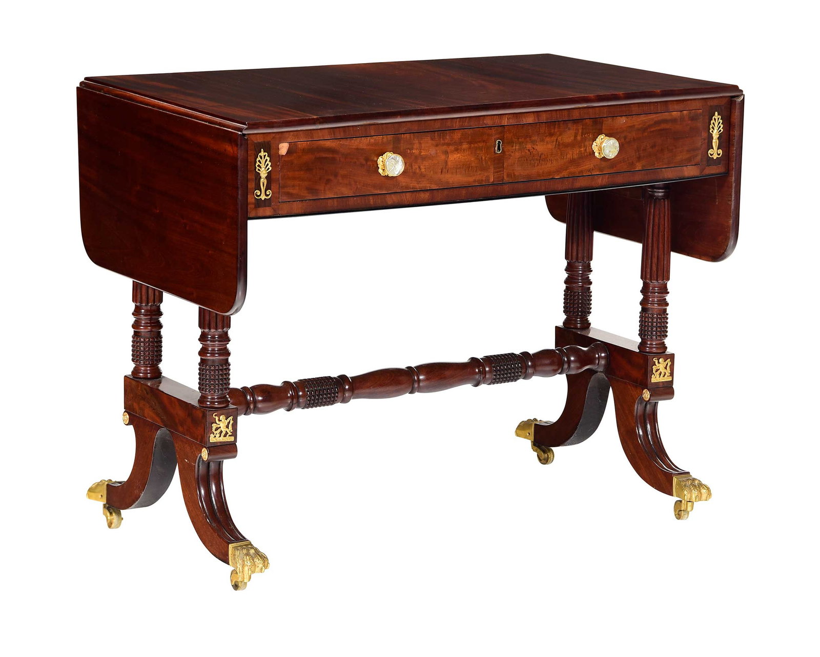 Boston Classical Brass Mounted Figured Mahogany Sofa Table (1 of 20)