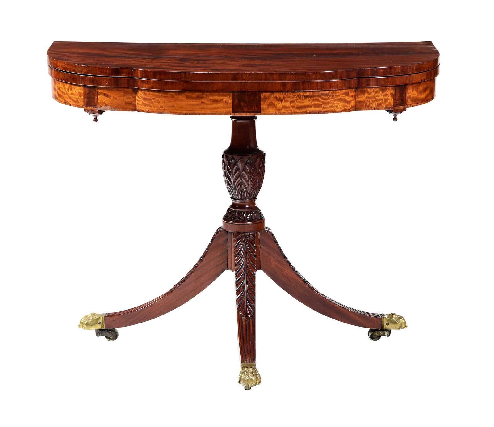 Very Fine Phyfe Attributed Federal Satinwood and Mahogany "Trick Leg" Games Table (1 of 16)