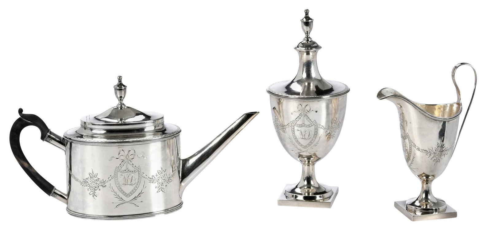 American Federal Three Piece Coin Silver Tea Service, John Vernon (1 of 11)