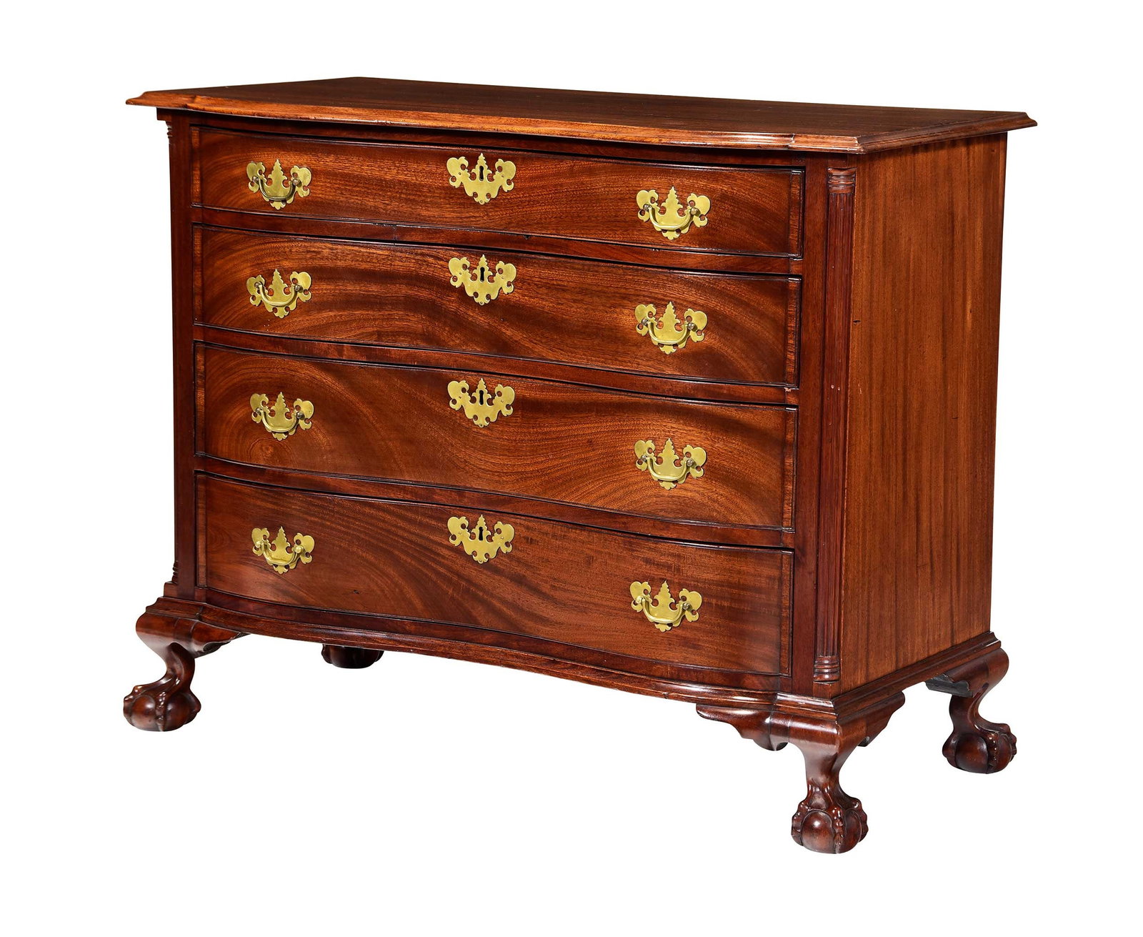 Fine New England Chippendale Figured Mahogany Reverse Serpentine Chest (1 of 12)