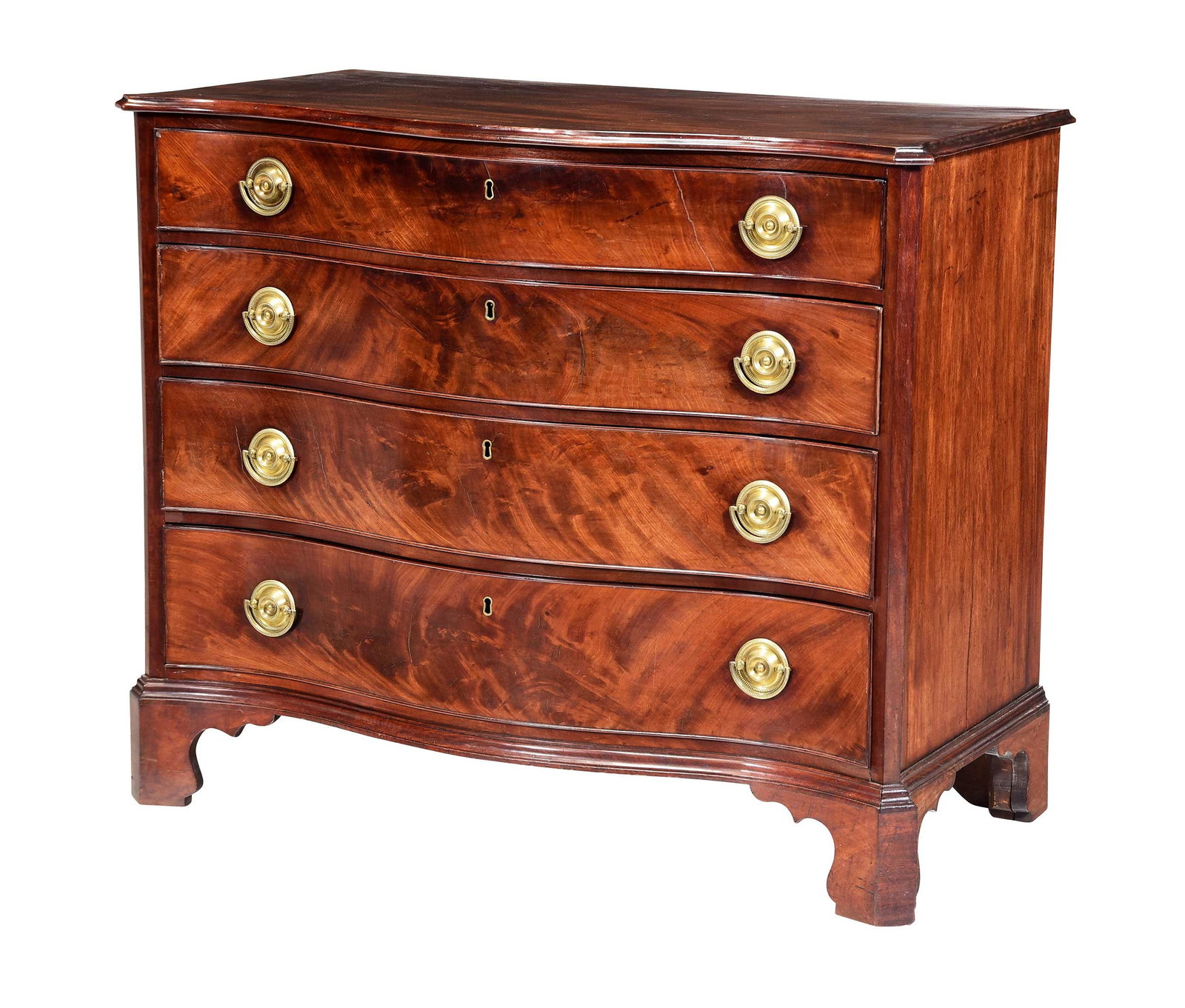 Fine Portsmouth Chippendale Figured Mahogany Serpentine Chest of Drawers (1 of 17)