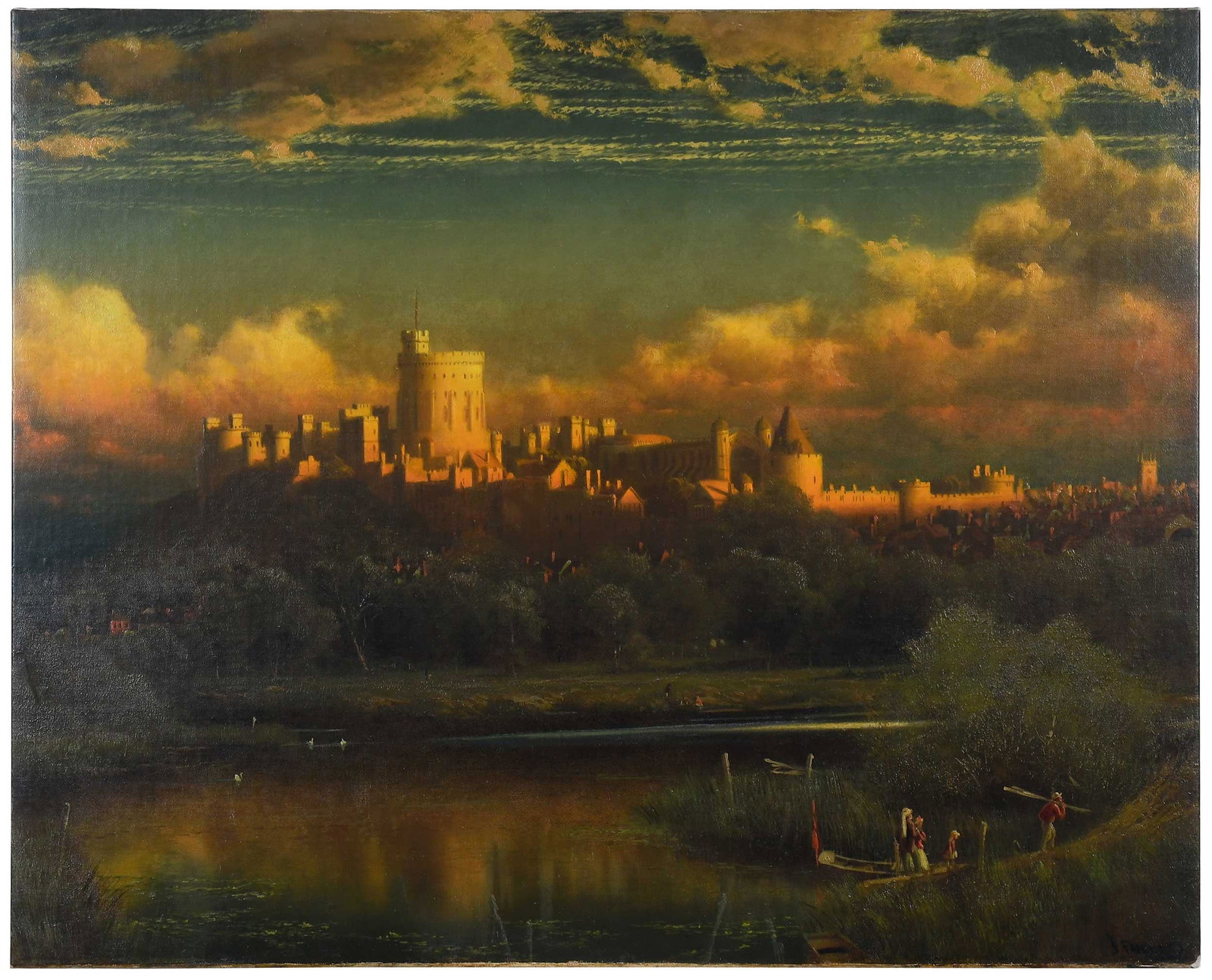 James Fairman: (Scottish/America, 1826-1904) Windsor Castle from the River, signed lower right "J. Fairman", oil on canvas, 32 x 40-1/4 in.; unframed Provenance: Bonhams, Los Angeles, California, November 16, 2021,