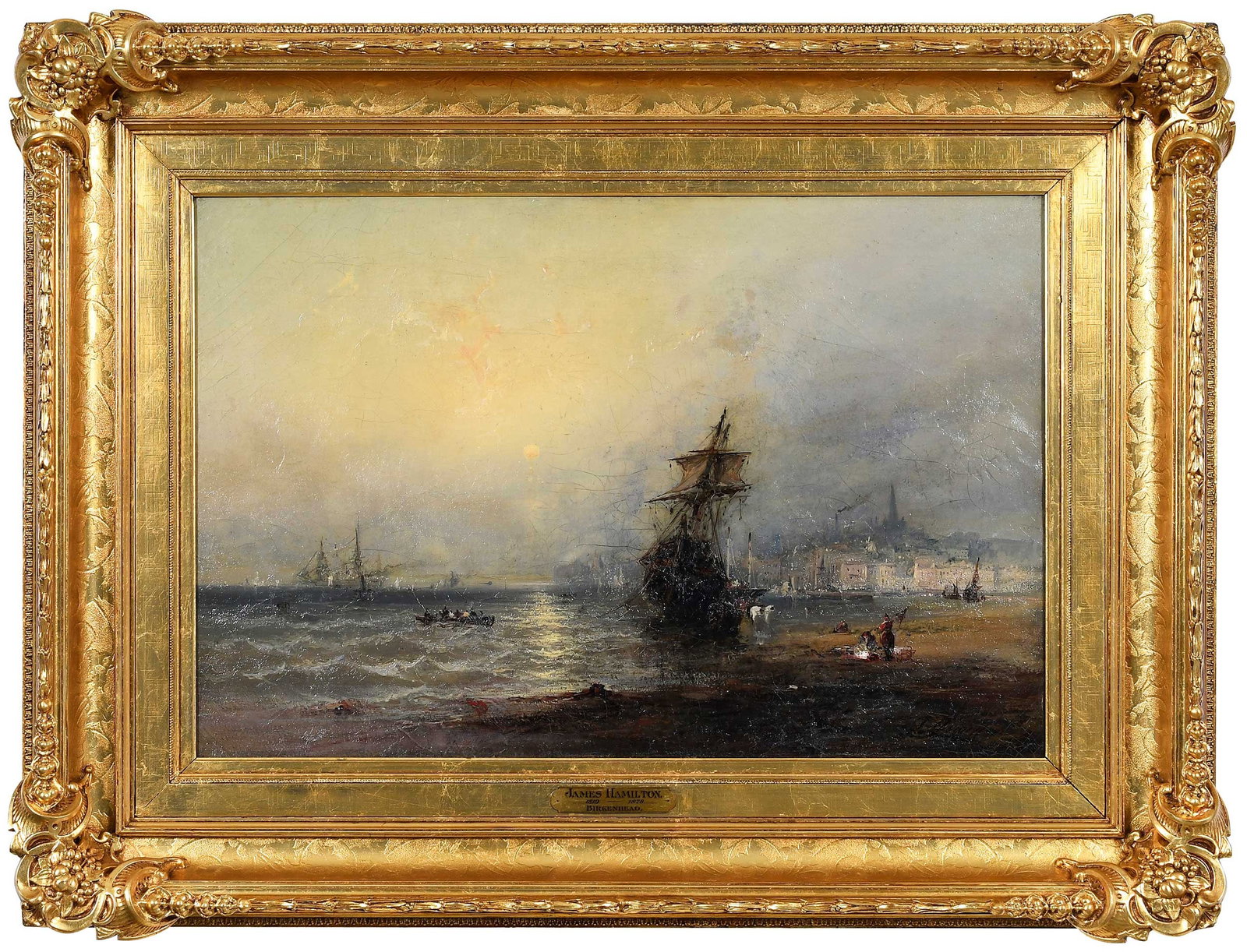 James Hamilton: (American, 1819-1878) The Sinking of The Birkenhead, 1858, signed lower right "J. Hamilton", also signed, dated and inscribed verso "J. Hamilton Philadelphia 1858", New York colourman stamp verso,