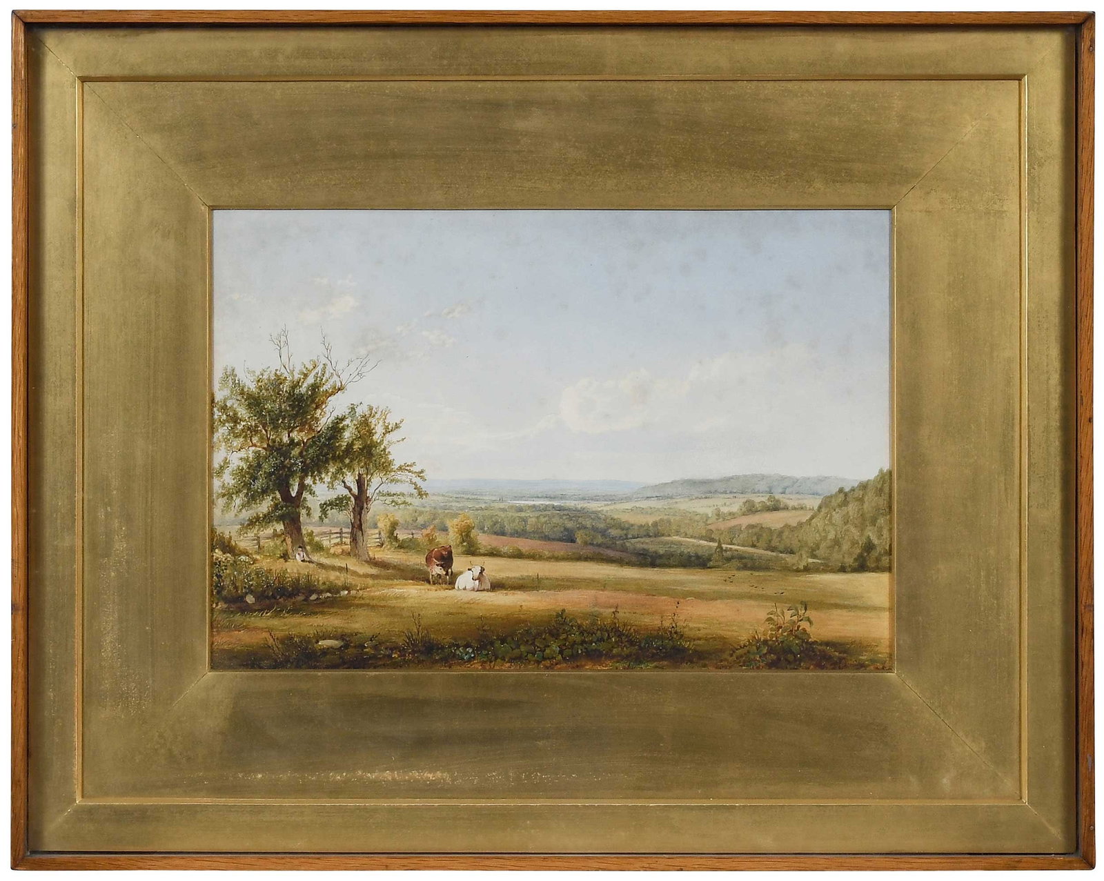 John William Hill: (British/America, 1812-1879) The Valley of the Hackensack, Rockland County, New York, signed lower right "J.W. Hill", inscribed in pencil on backing paper (likely in the artist's hand), 