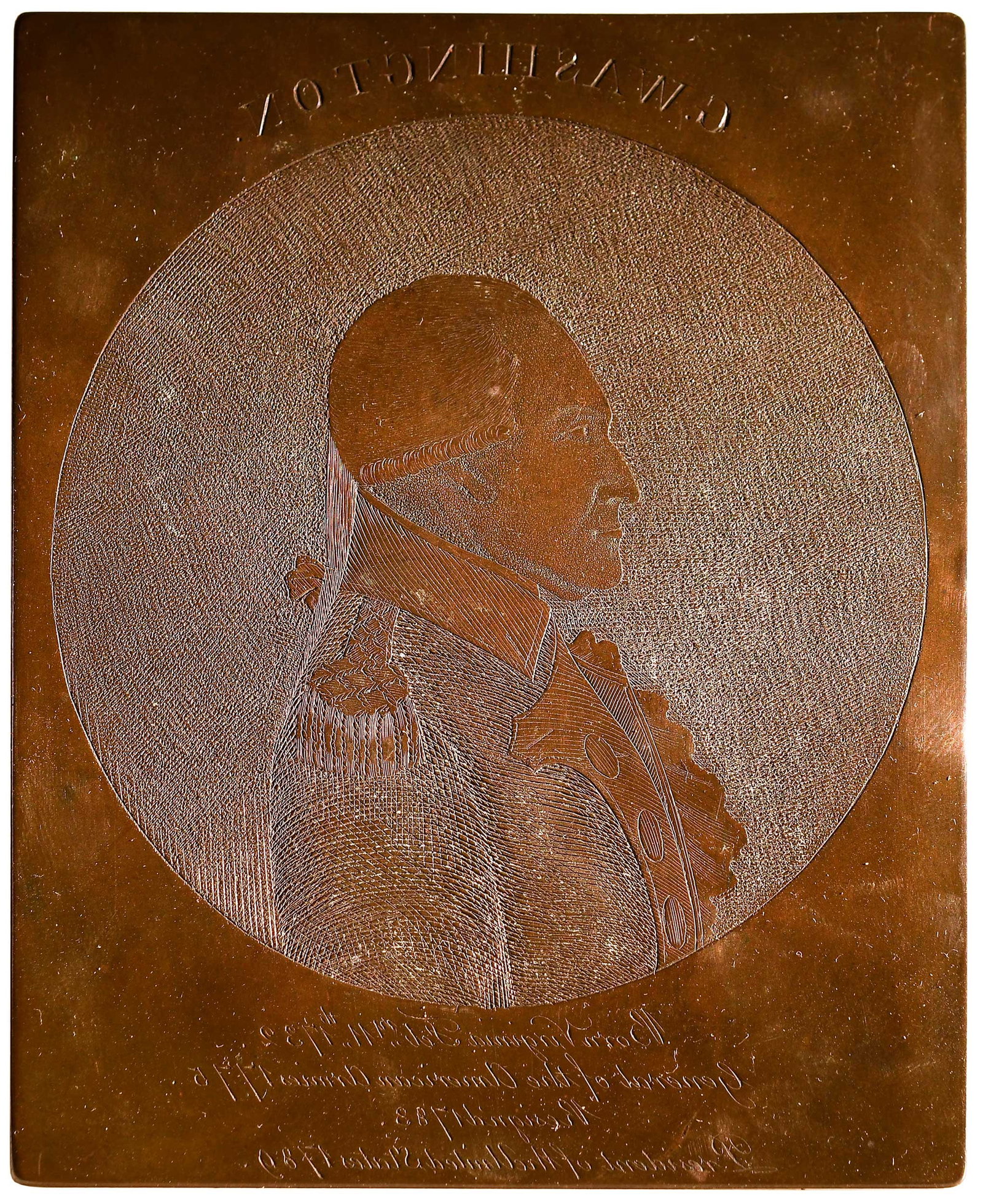 John Manly, Engraver, Original Copper Plate of George Washington, Baker/Whelen Provenance (1 of 6)