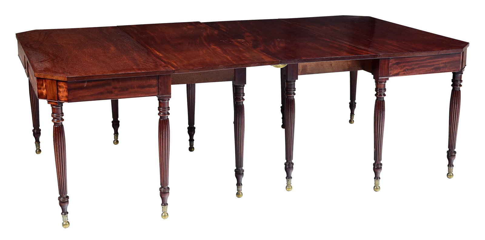 Fine New York Federal Figured Mahogany Two Part Dining Table (1 of 8)