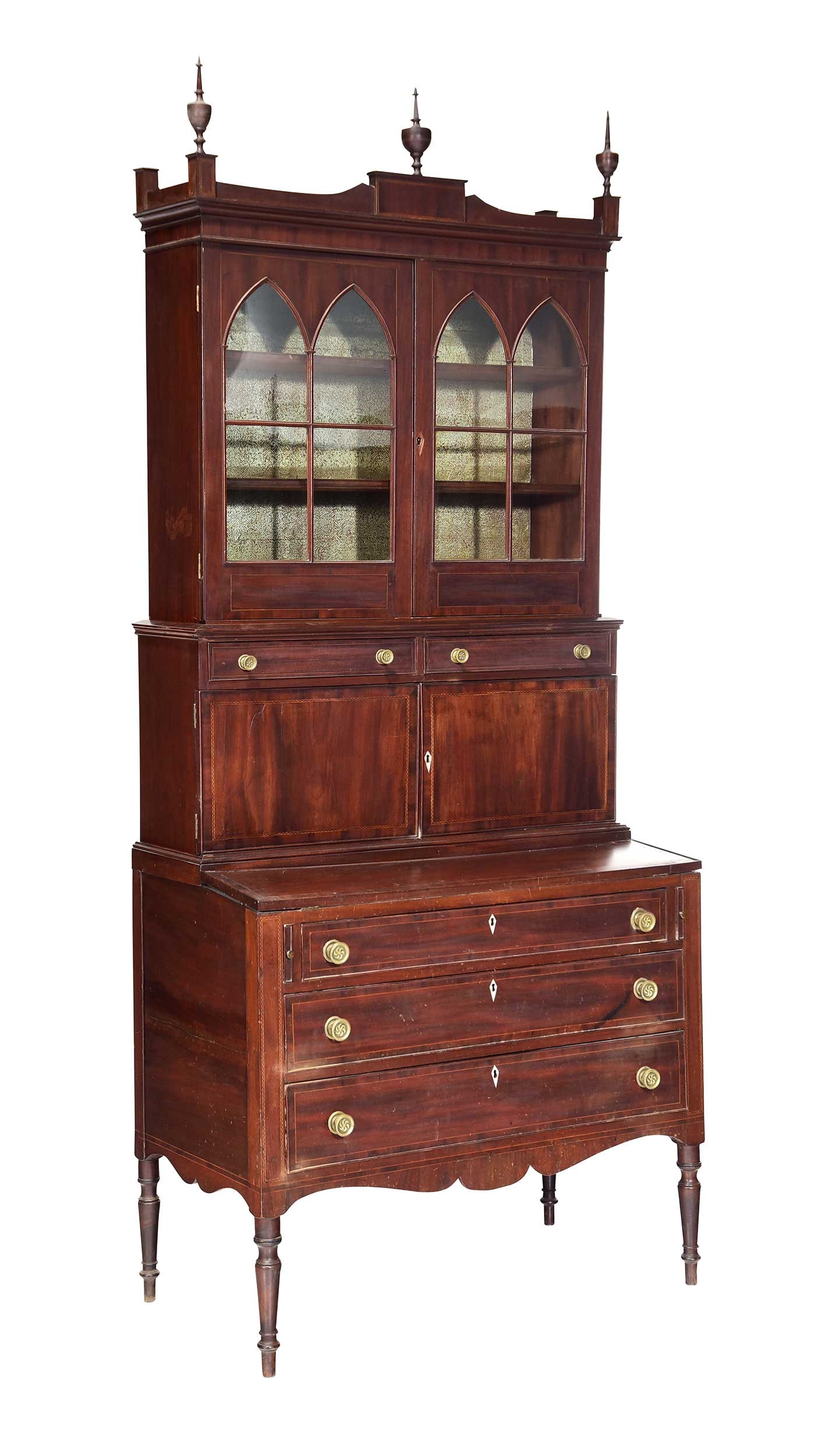 New England Federal Inlaid and Figured Mahogany Secretary, Longyear Family (1 of 20)