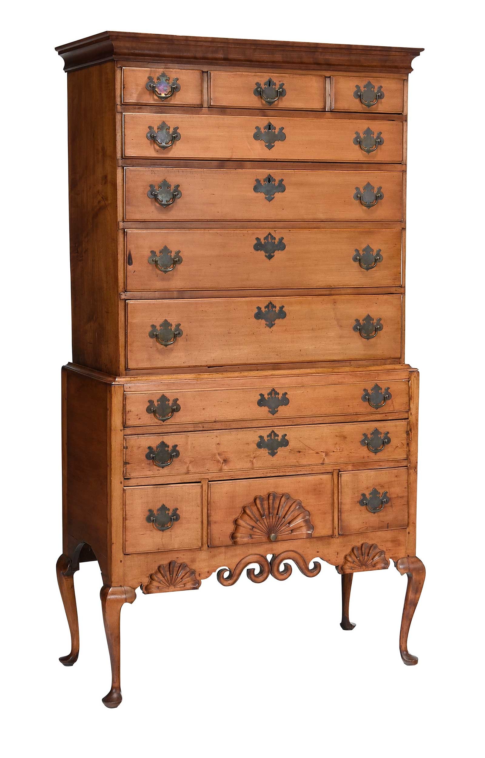 Dunlap Family Attributed Queen Anne Carved Maple Chest on Chest (1 of 17)