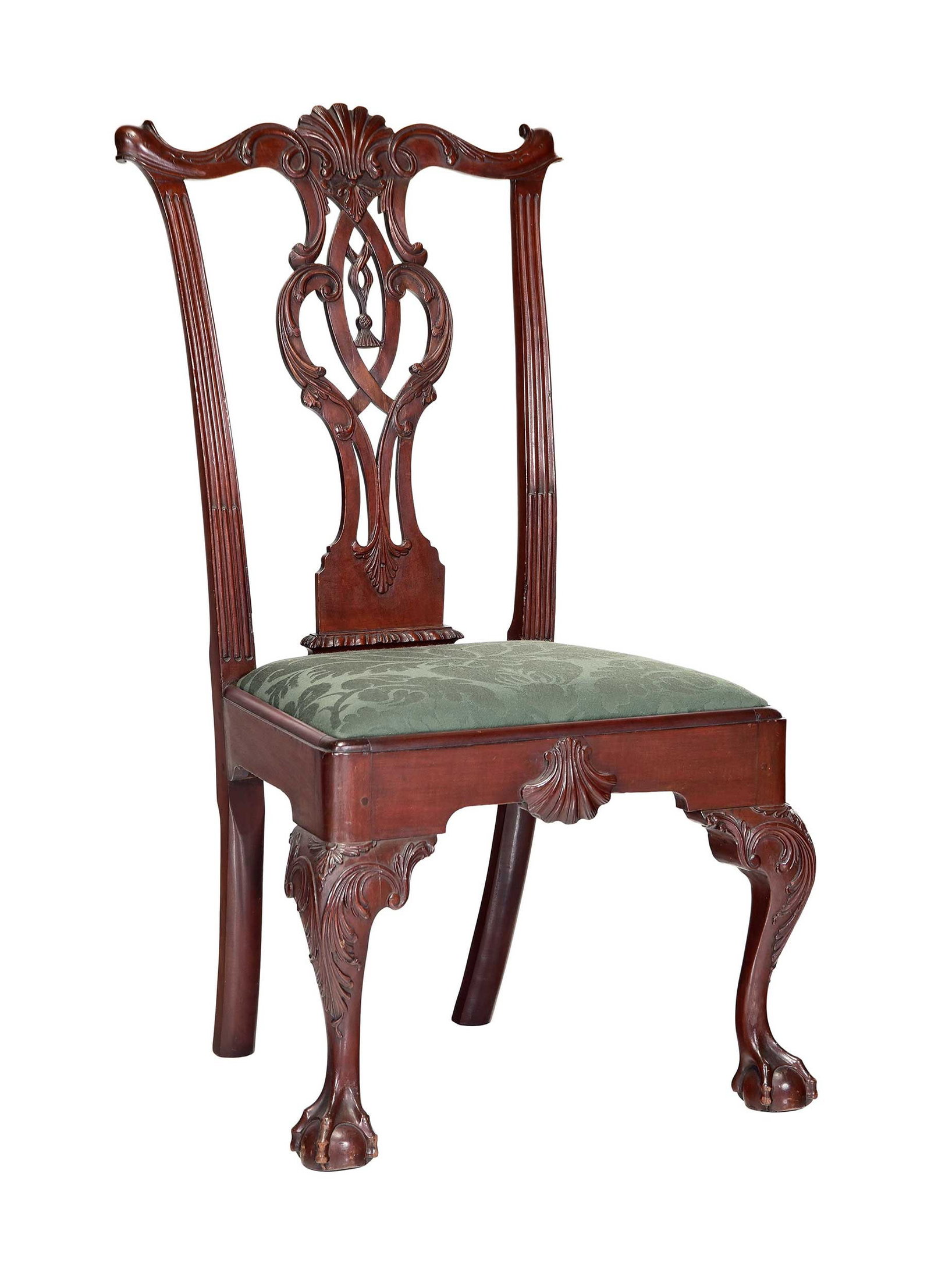 Fine Philadelphia Chippendale Mahogany Courtenay Carved Tassel Back Side Chair (1 of 20)