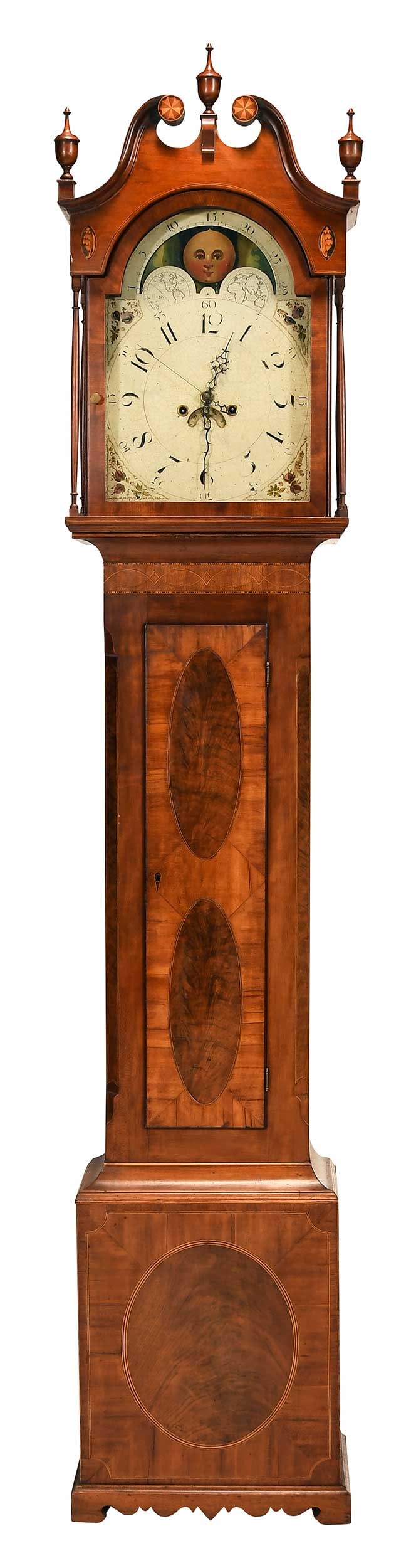 Pennsylvania Federal Inlaid Figured Cherry and Mahogany Tall Case Clock (1 of 14)