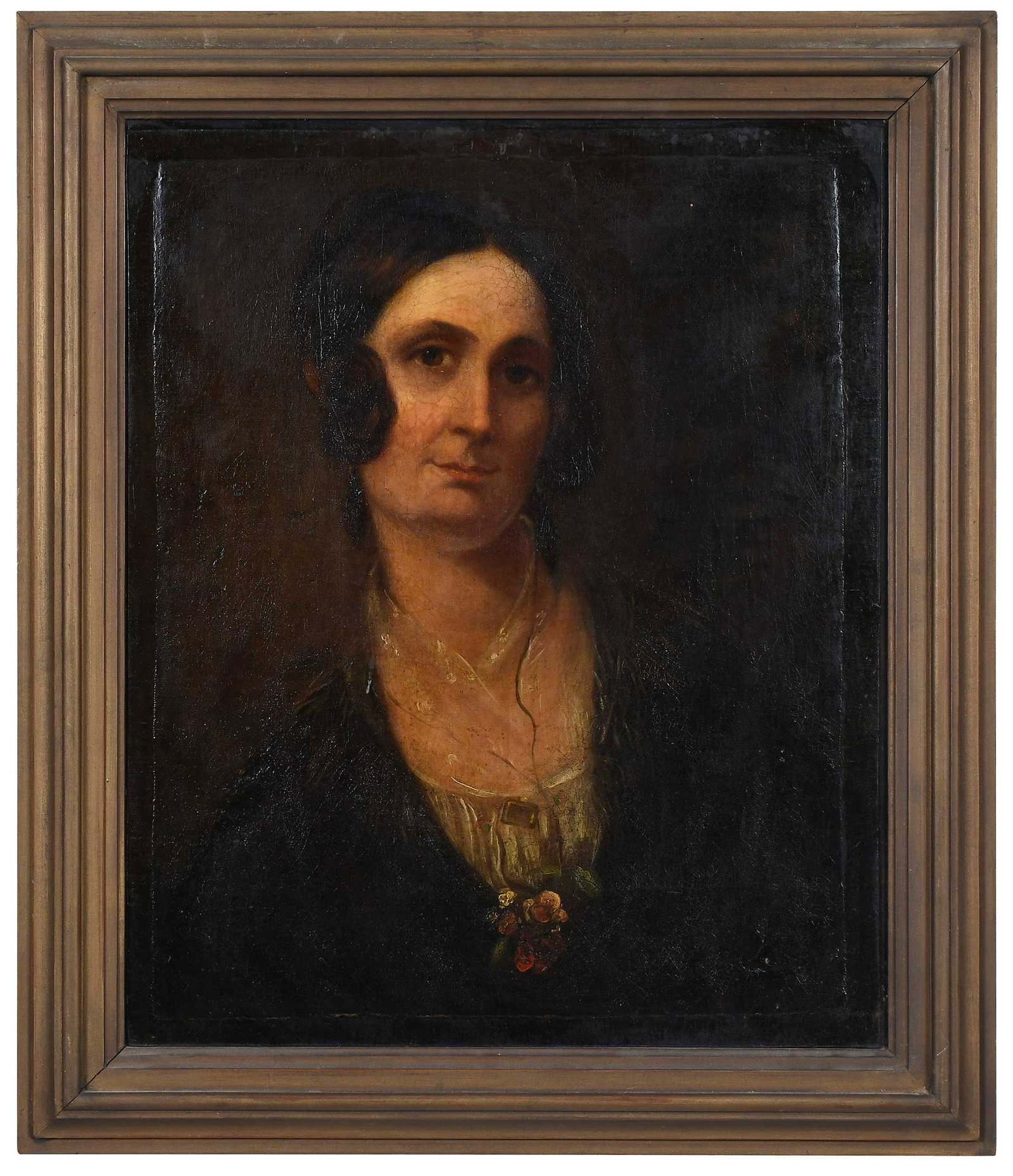 Robert Sully: (American, 1803-1855) Portrait of a Woman, unsigned, inscribed on stretcher verso "This painting was signed on the back of the old canvass by Robert Sully - William S Young" (conservator per label
