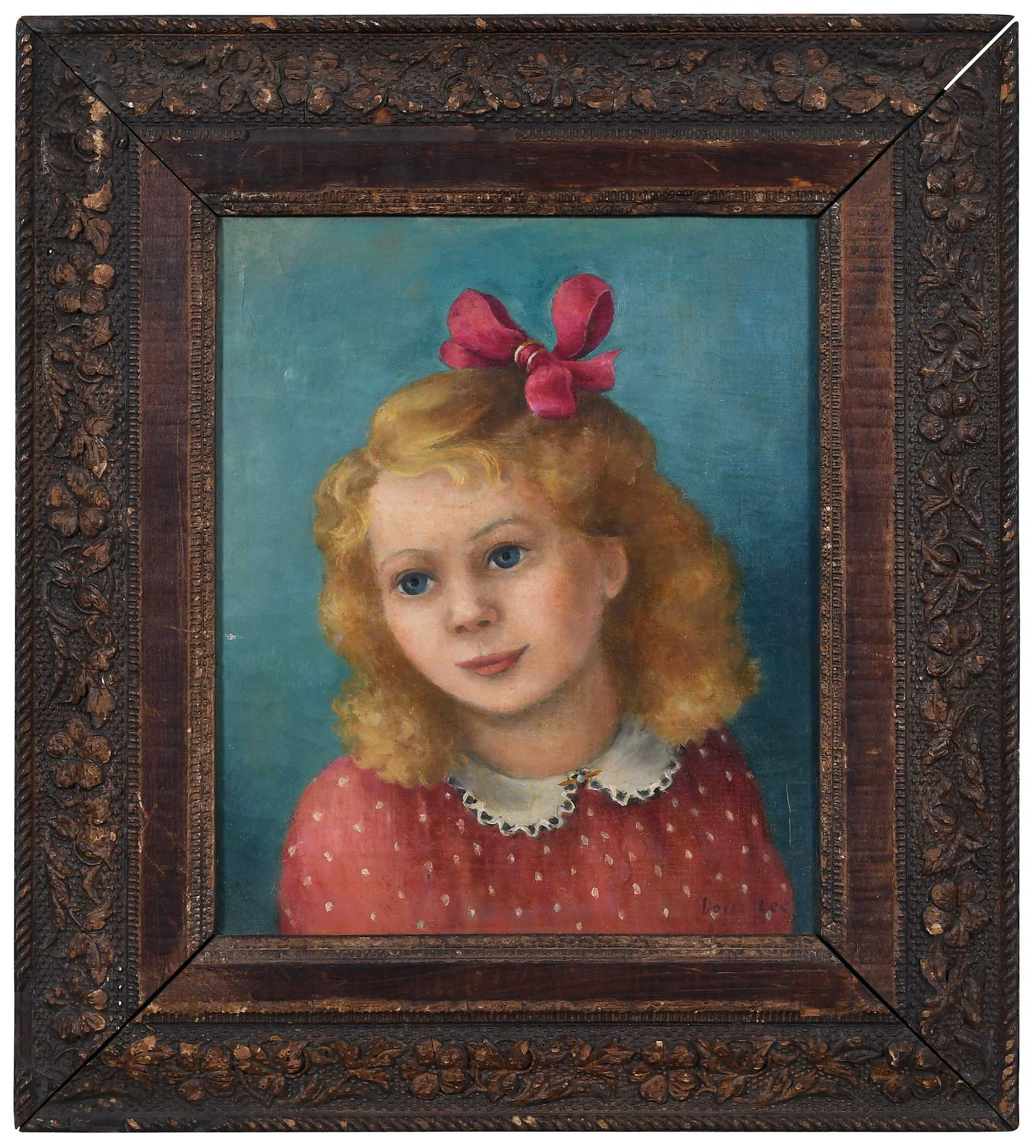 Doris Emrick Lee: (American, 1905-1983) Portrait of Sally, signed lower right "Doris Lee", oil on canvas, 13-1/4 x 11-1/8 in.; possibly original wood frame, 20-1/8 x 18 x 1-1/4 in. Provenance: (Maynard) Walker
