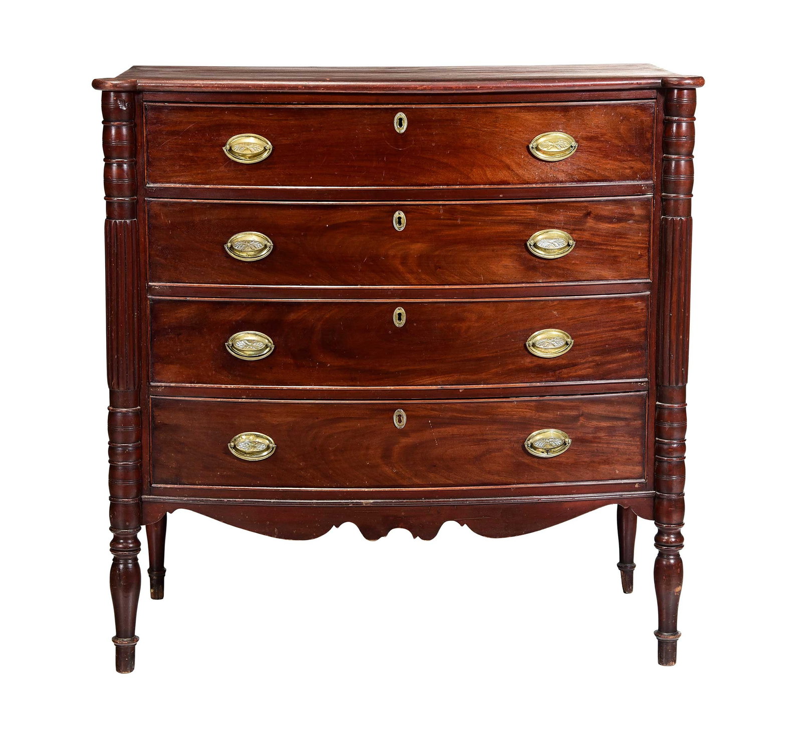American Federal Mahogany Bowfront Chest of Drawers in Old Surface (1 of 13)